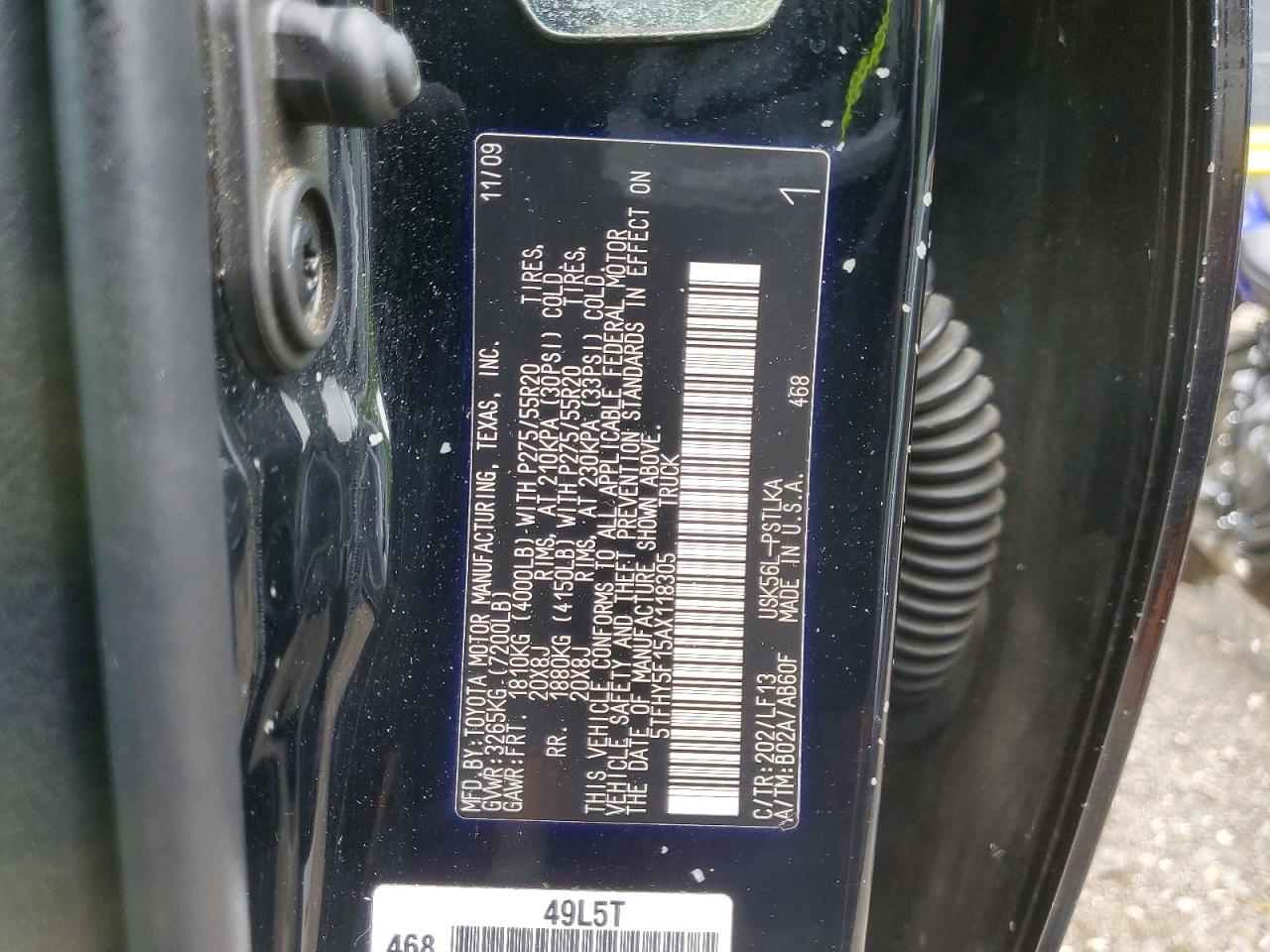 2010 Toyota Tundra Crewmax Limited Black vin: 5TFHY5F15AX118305