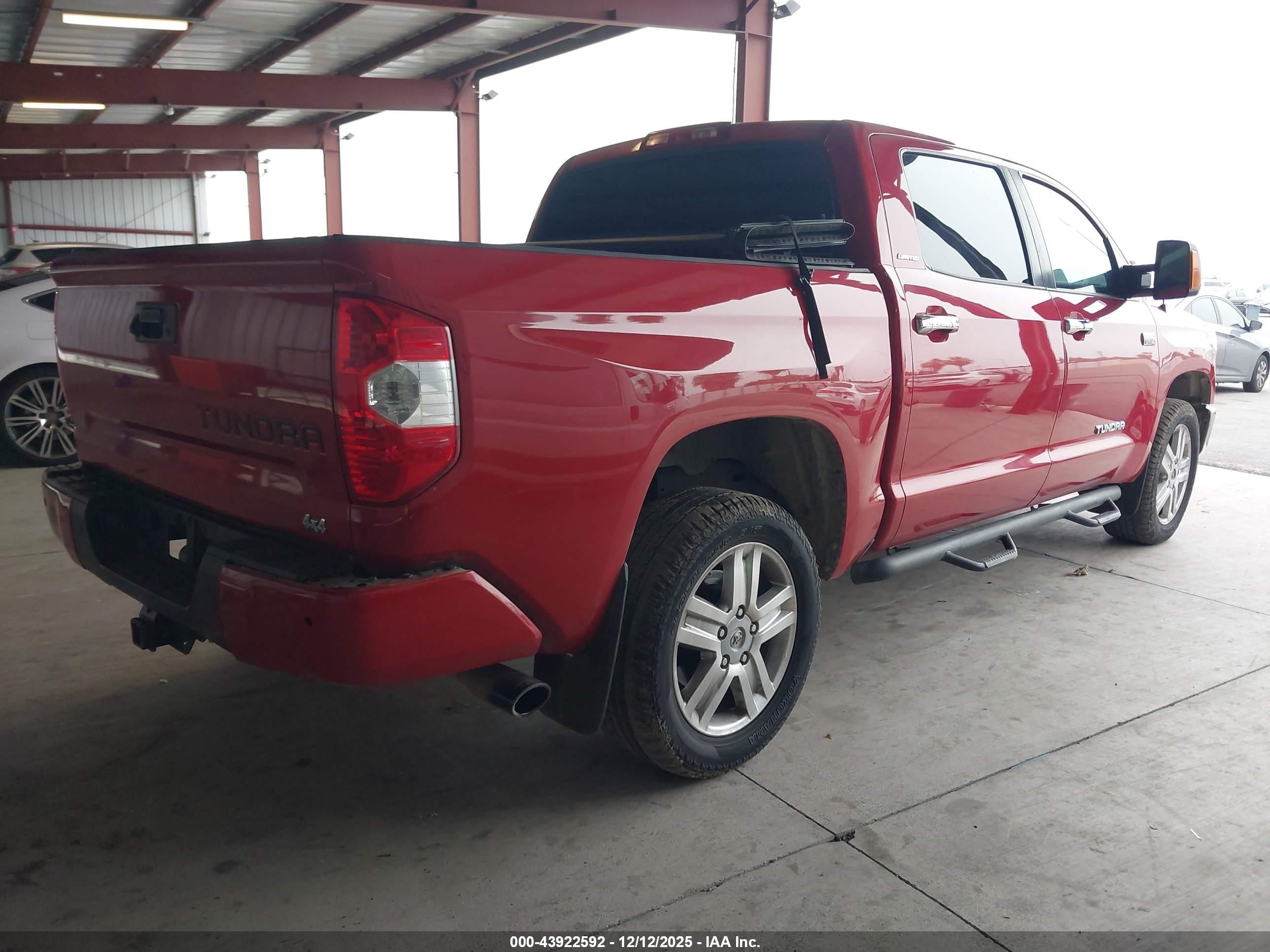 2019 Toyota Tundra Limited 5.7l V8 Red vin: 5TFHY5F16KX837578