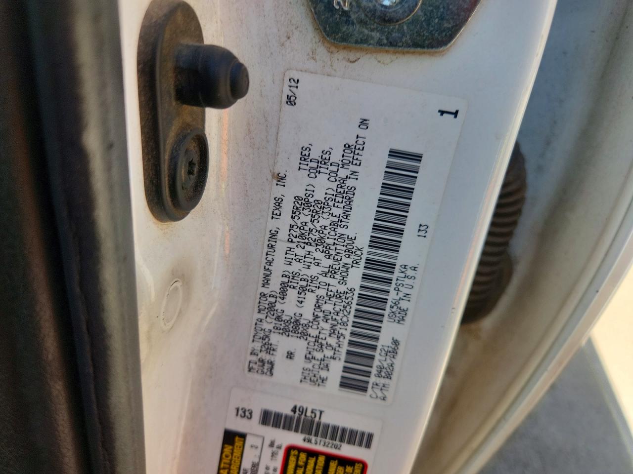 2012 Toyota Tundra Crewmax Limited Белый vin: 5TFHY5F18CX256536