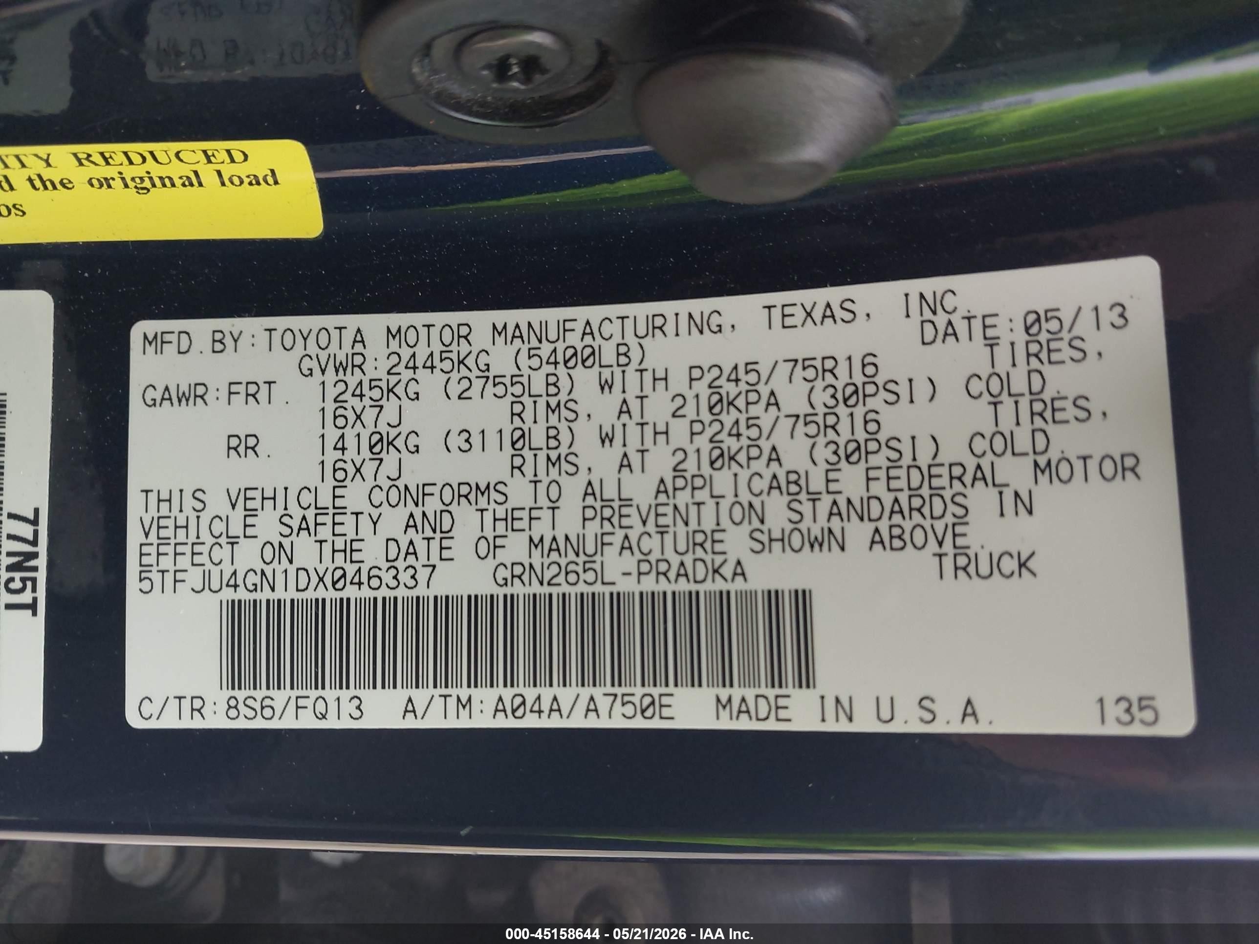2013 Toyota Tacoma Prerunner V6 Синий vin: 5TFJU4GN1DX046337