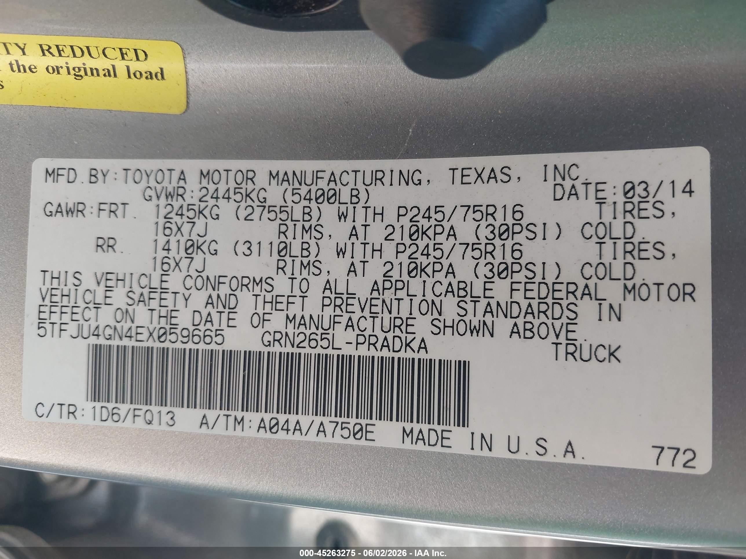 2014 Toyota Tacoma Prerunner V6 Silver vin: 5TFJU4GN4EX059665