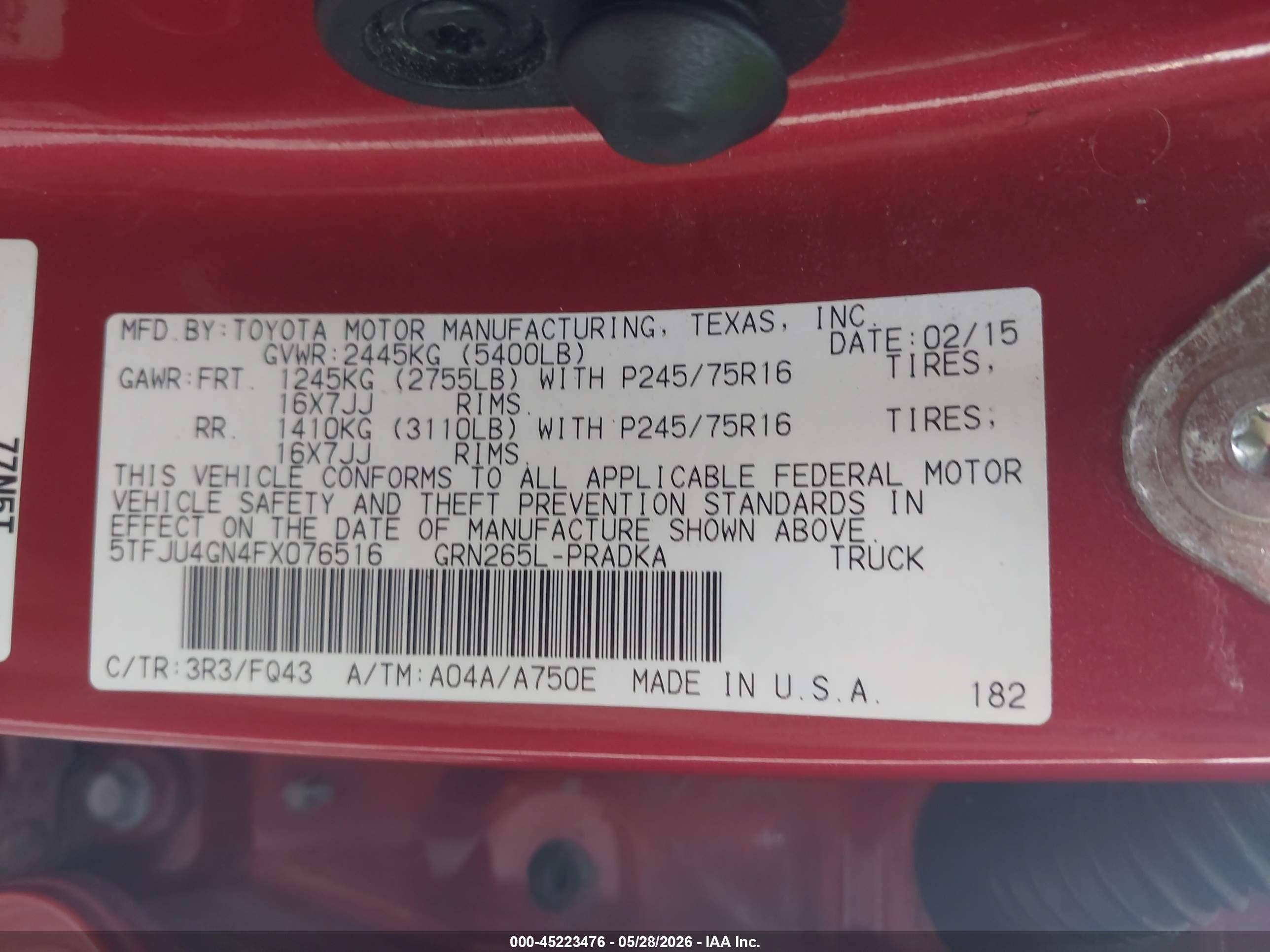 2015 Toyota Tacoma Prerunner V6 Красный vin: 5TFJU4GN4FX076516