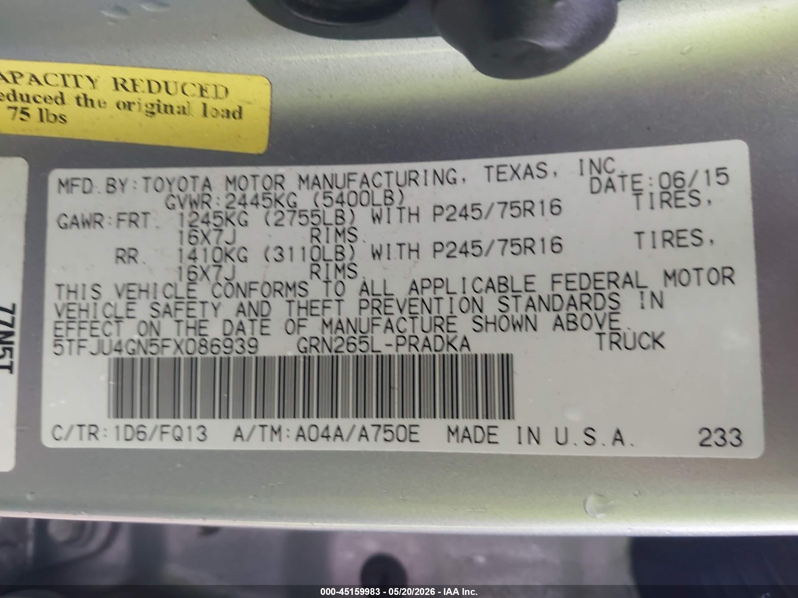 2015 Toyota Tacoma Prerunner V6 Silver vin: 5TFJU4GN5FX086939