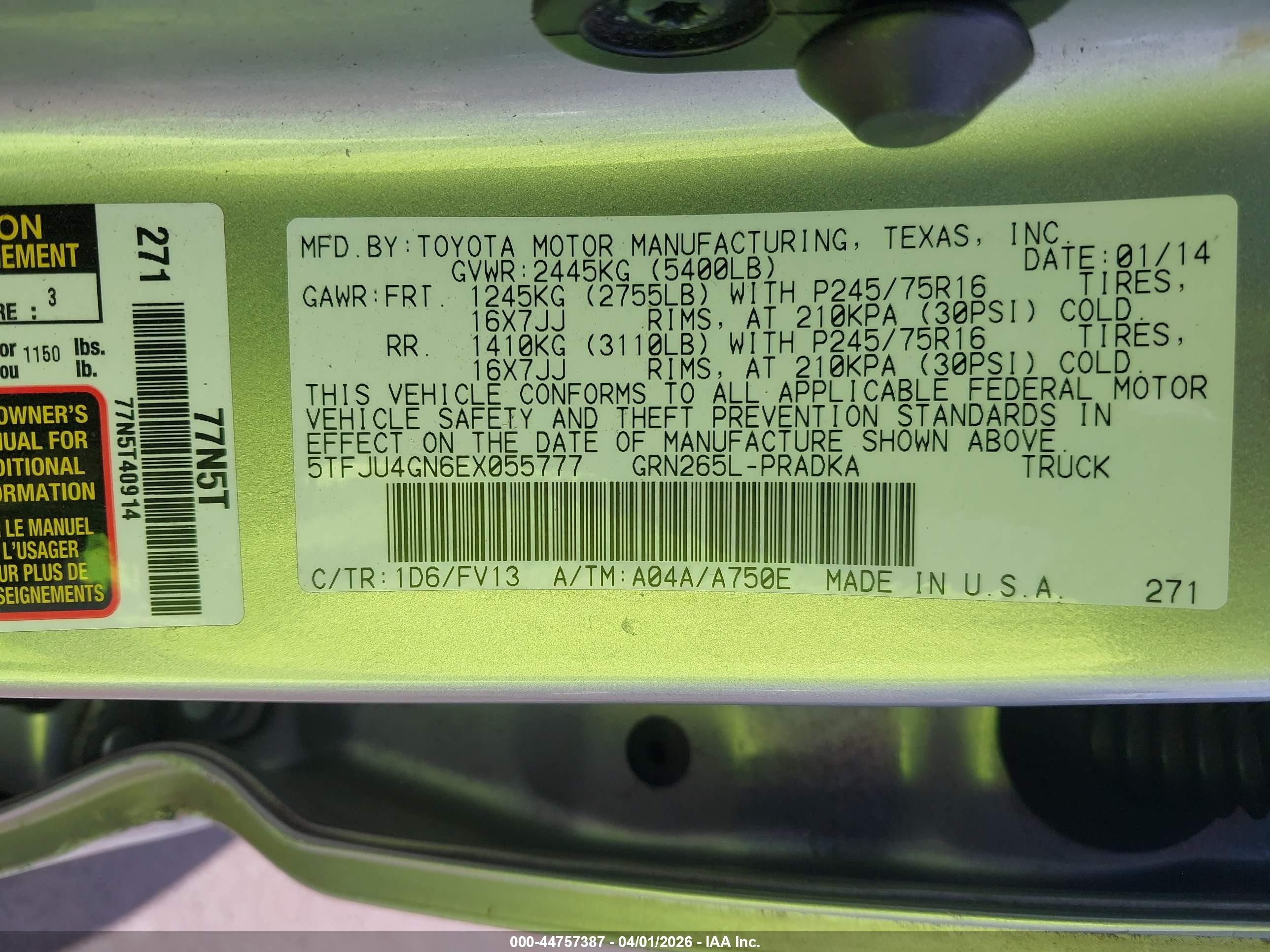 2014 Toyota Tacoma Prerunner V6 Silver vin: 5TFJU4GN6EX055777
