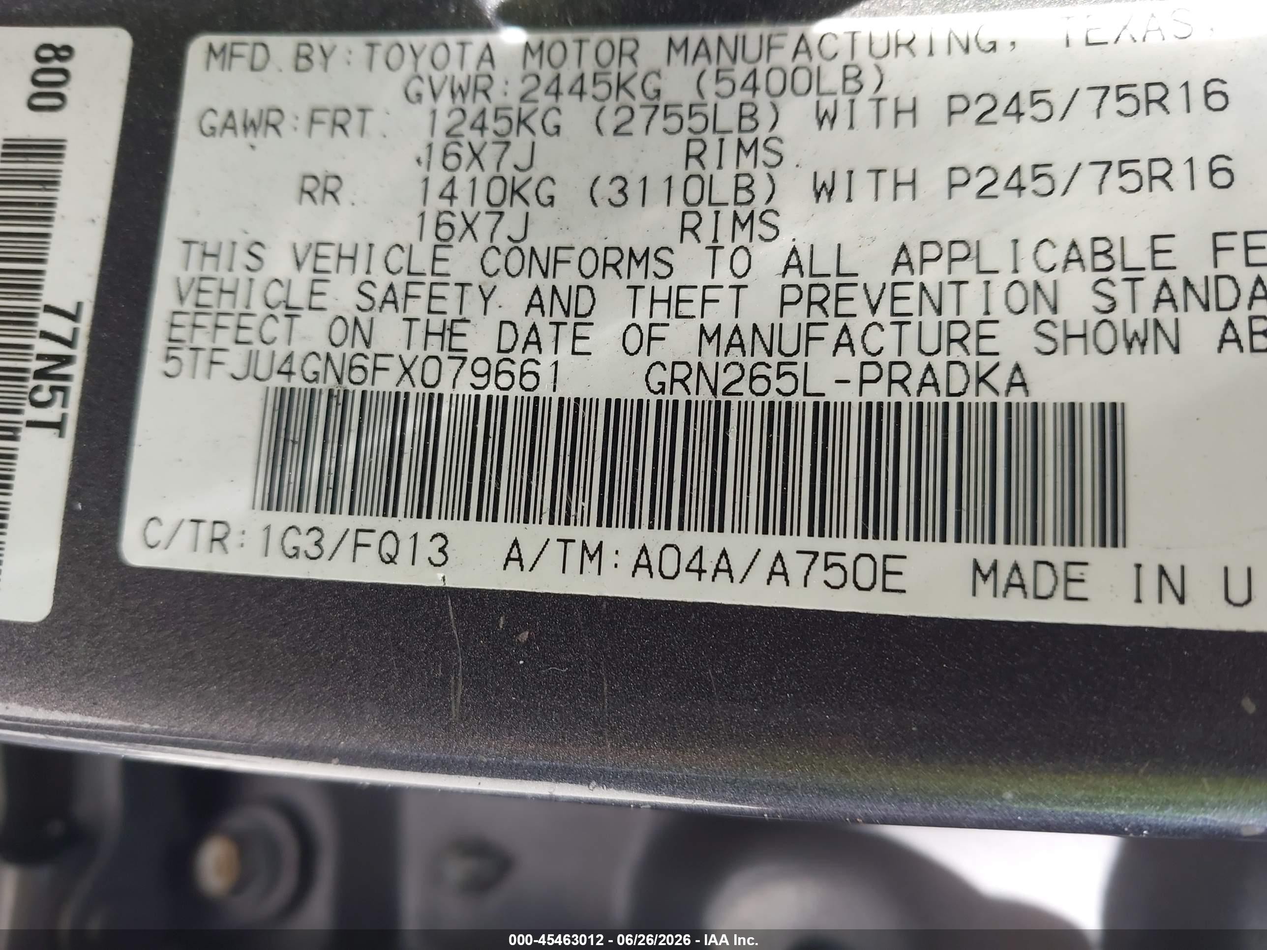 2015 Toyota Tacoma Prerunner V6 Gray vin: 5TFJU4GN6FX079661