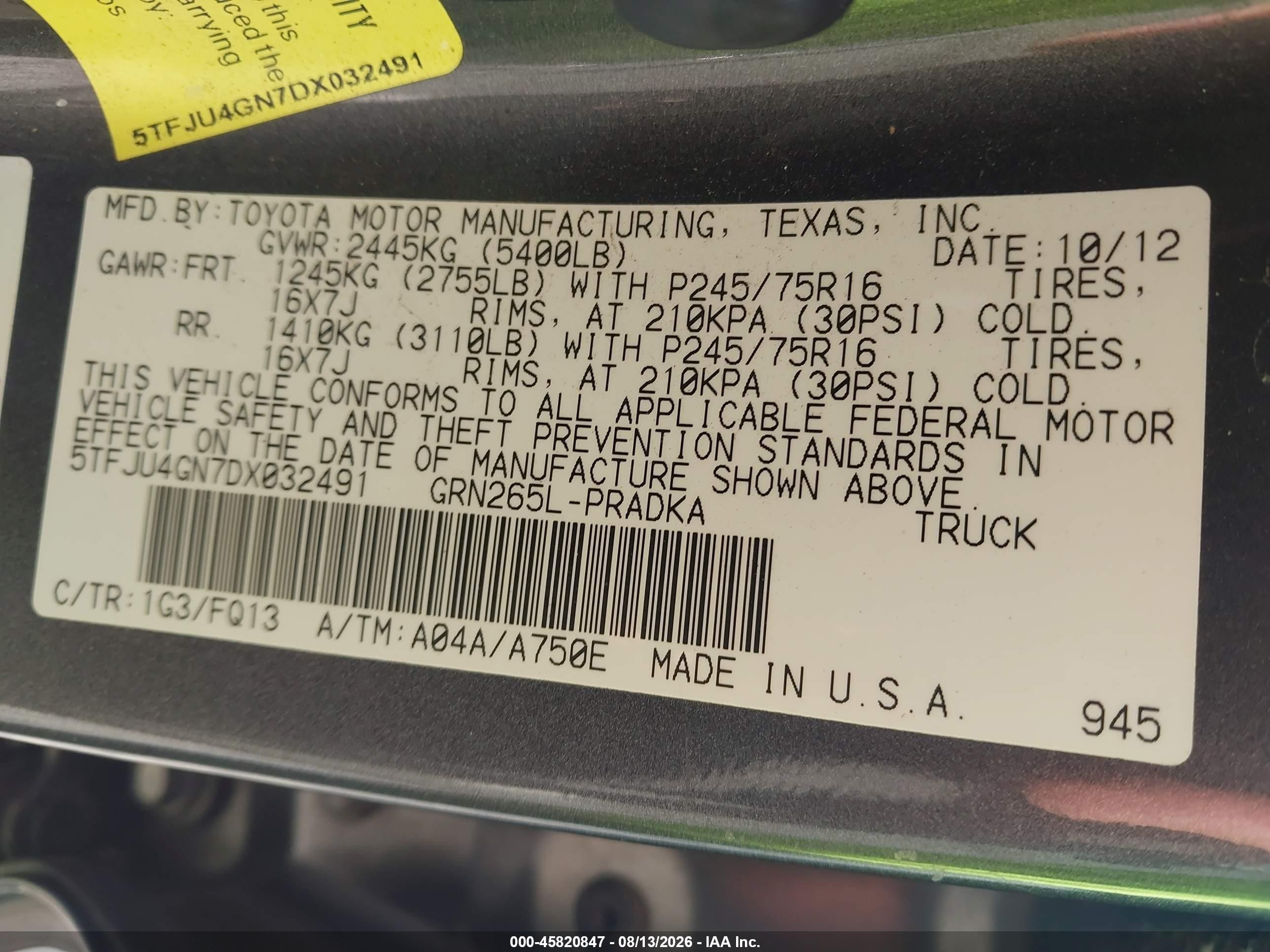 2013 Toyota Tacoma Prerunner V6 Gray vin: 5TFJU4GN7DX032491