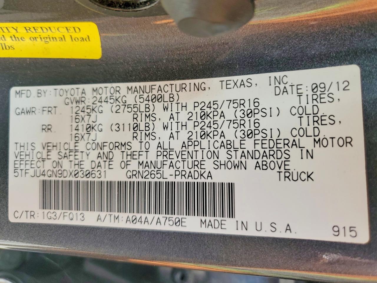 2013 Toyota Tacoma Double Cab Prerunner Gray vin: 5TFJU4GN9DX030631