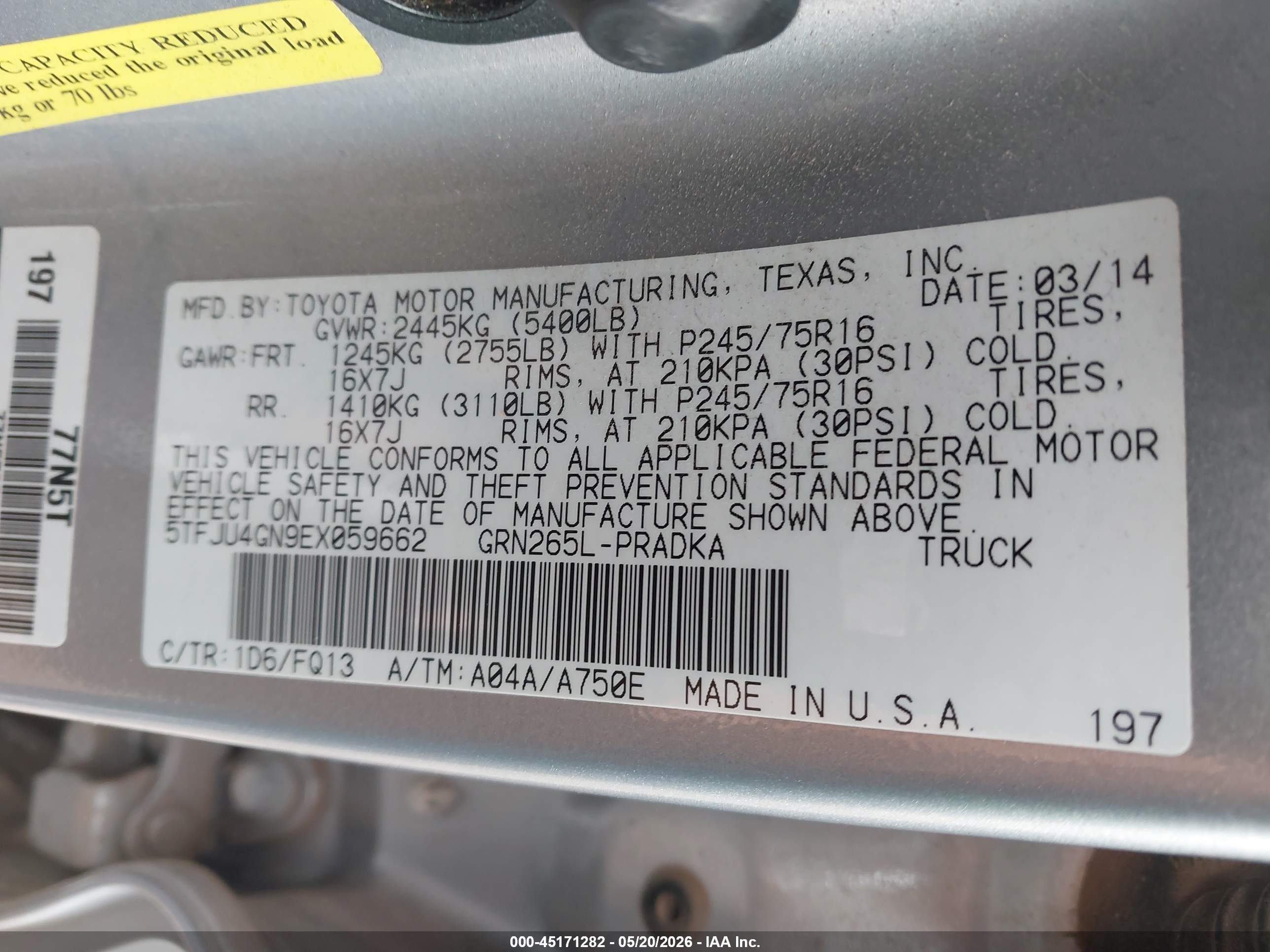 2014 Toyota Tacoma Prerunner V6 Silver vin: 5TFJU4GN9EX059662