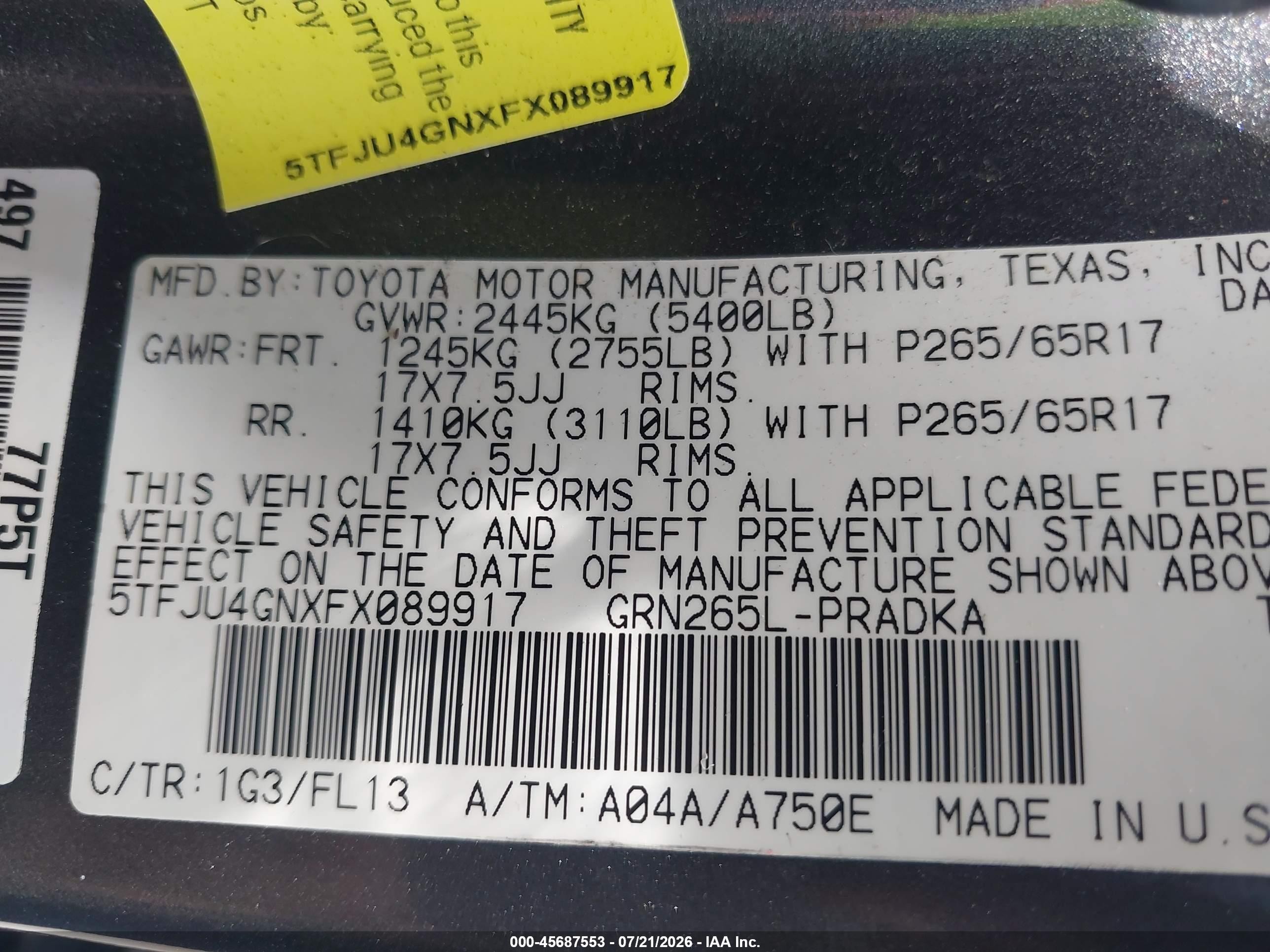 2015 Toyota Tacoma Prerunner V6 Gray vin: 5TFJU4GNXFX089917