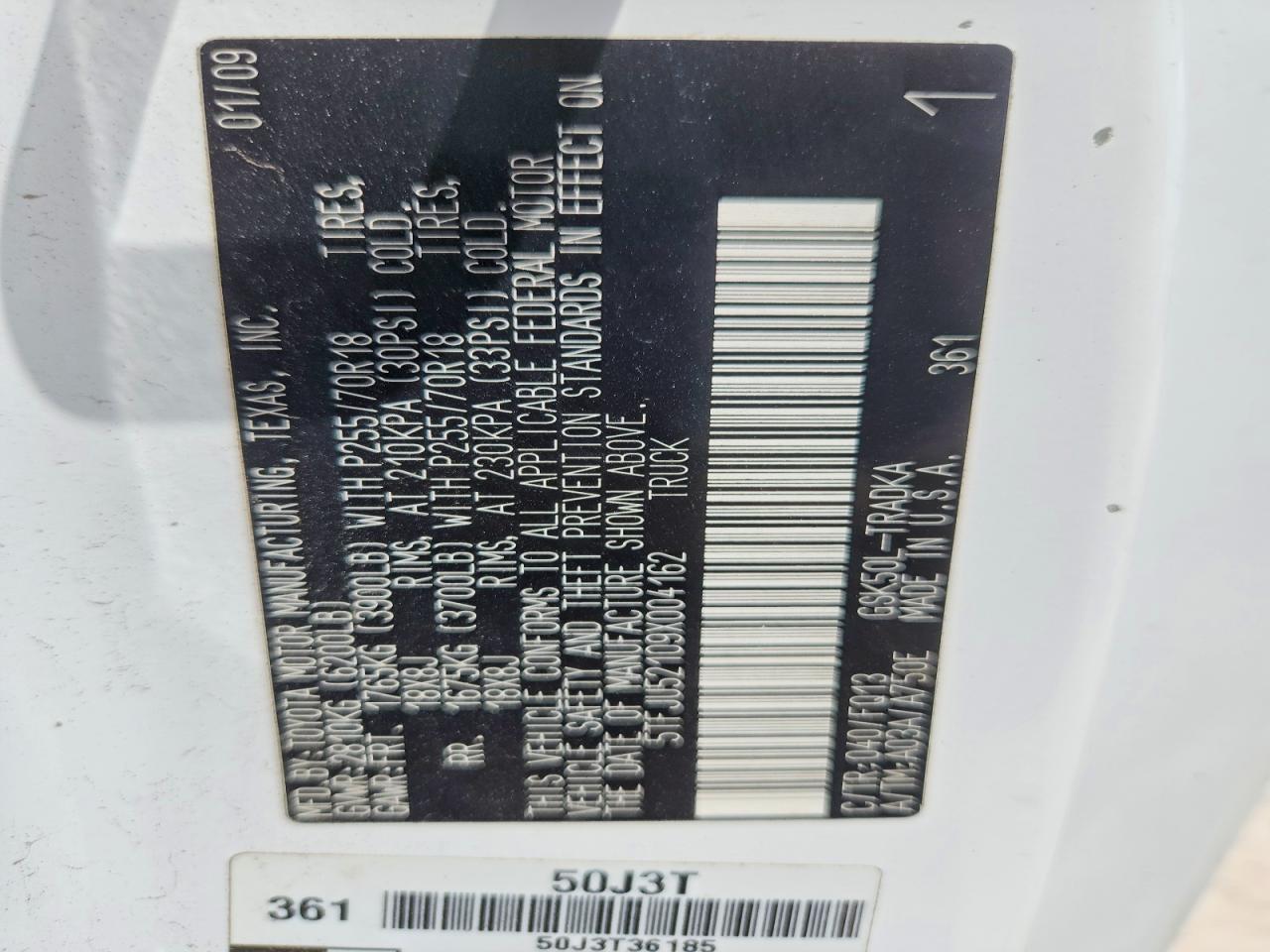 2009 Toyota Tundra Grade White vin: 5TFJU52109X004162