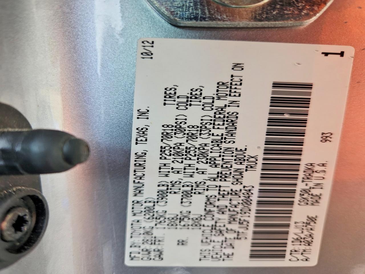 2013 Toyota Tundra Grade Silver vin: 5TFJU5F19DX004843