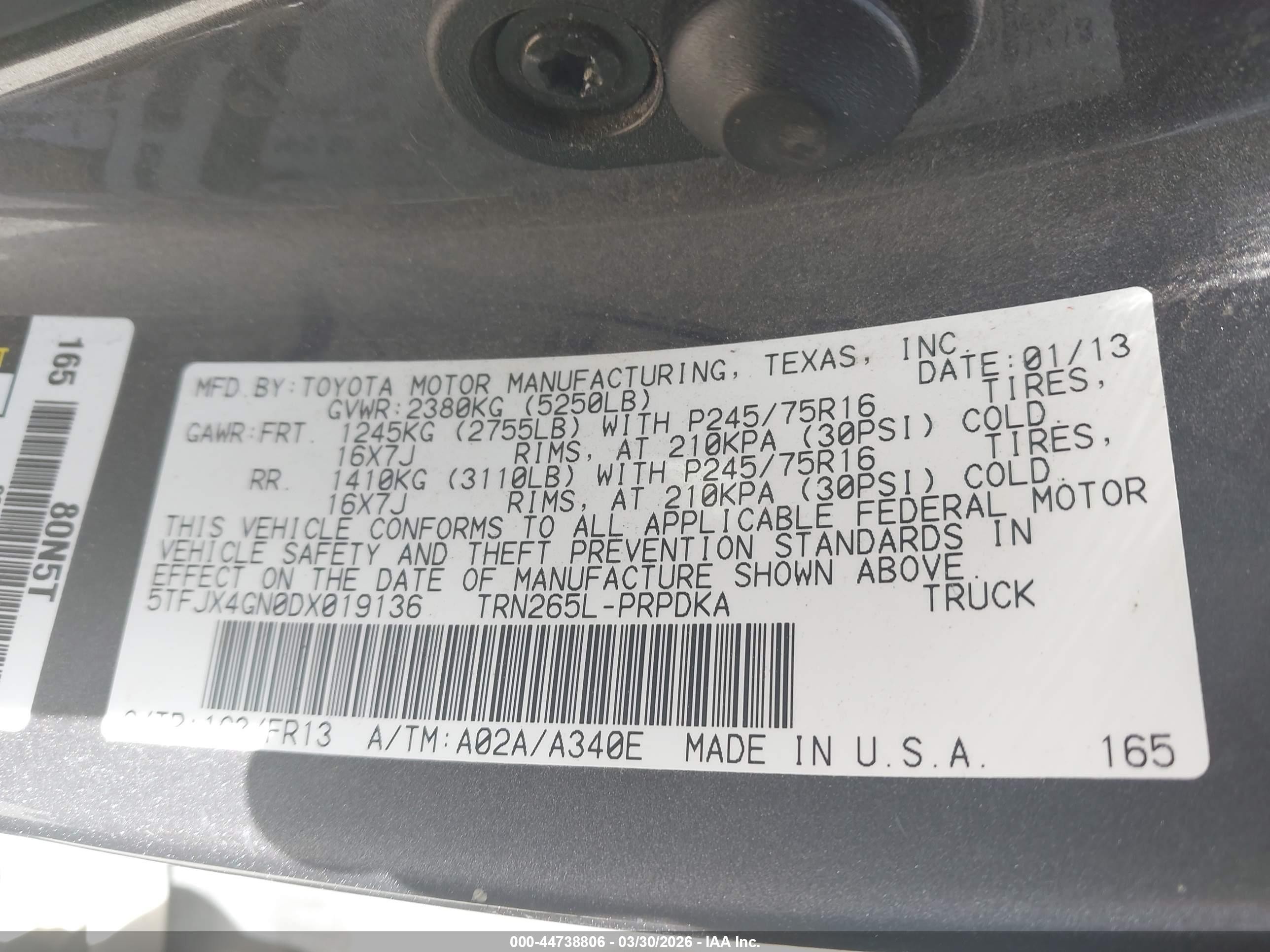2013 Toyota Tacoma Prerunner Gray vin: 5TFJX4GN0DX019136