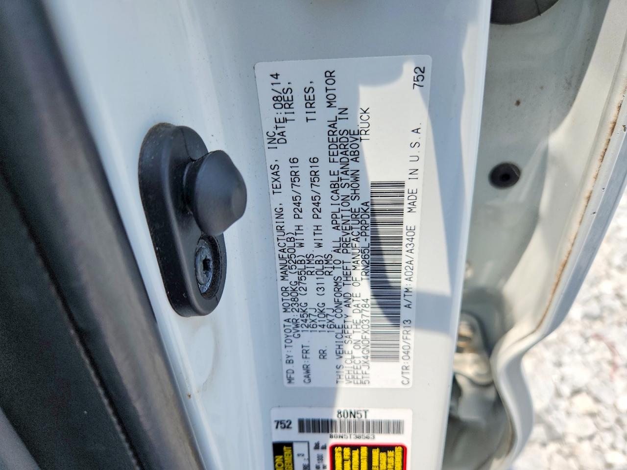 2015 Toyota Tacoma Double Cab Prerunner White vin: 5TFJX4GN0FX037784