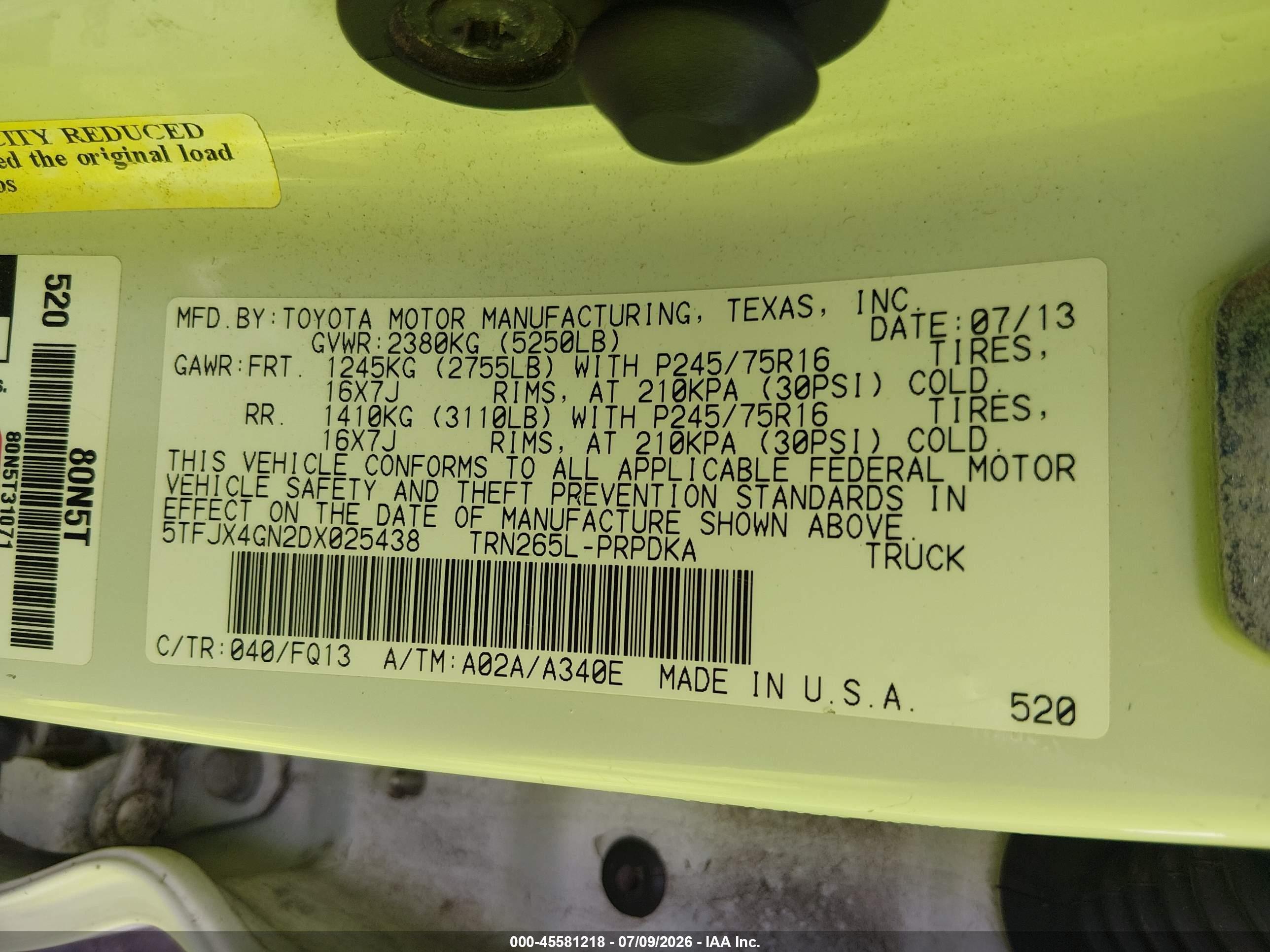 2013 Toyota Tacoma Prerunner White vin: 5TFJX4GN2DX025438