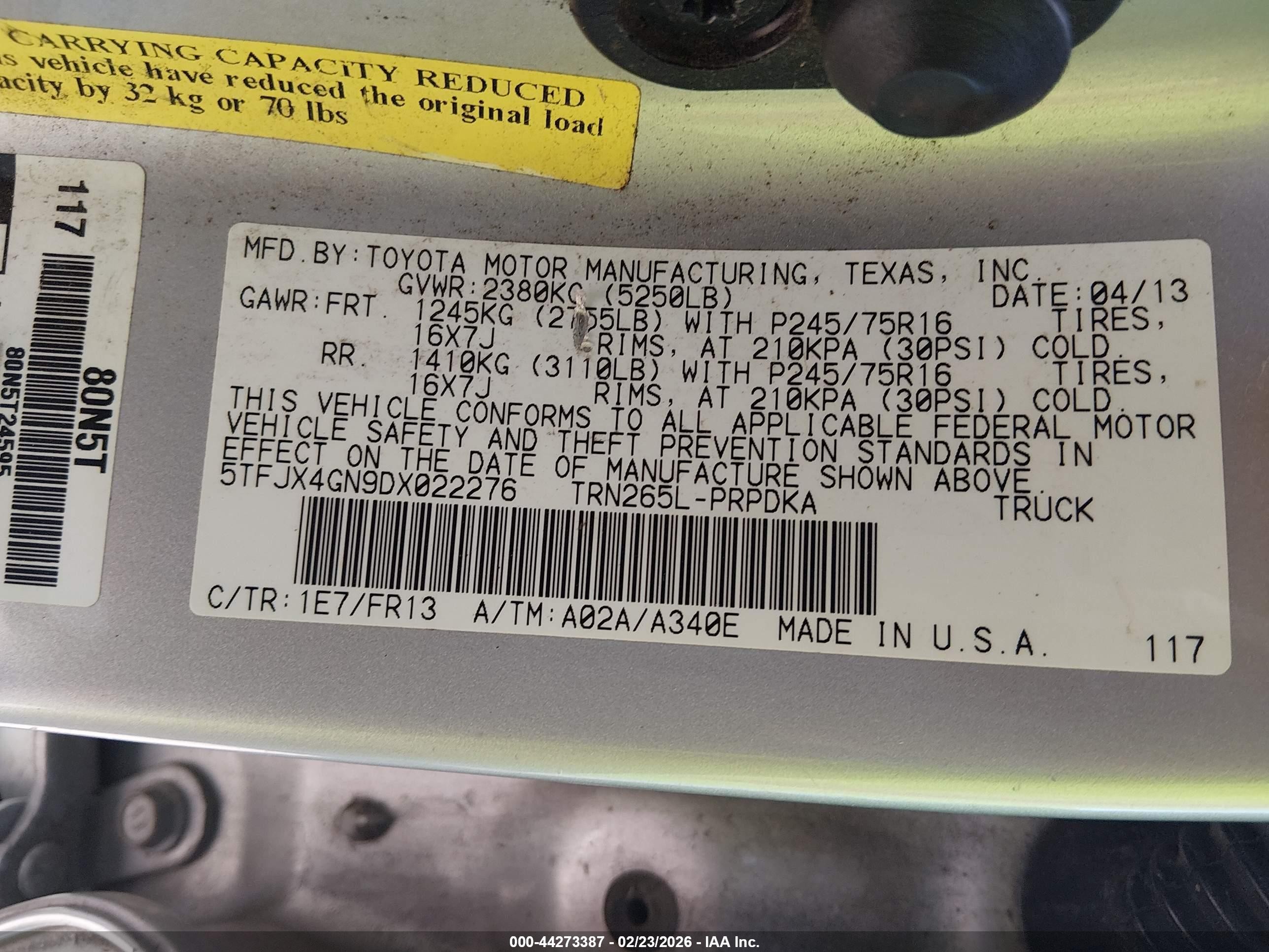 2013 Toyota Tacoma Prerunner Gray vin: 5TFJX4GN9DX022276