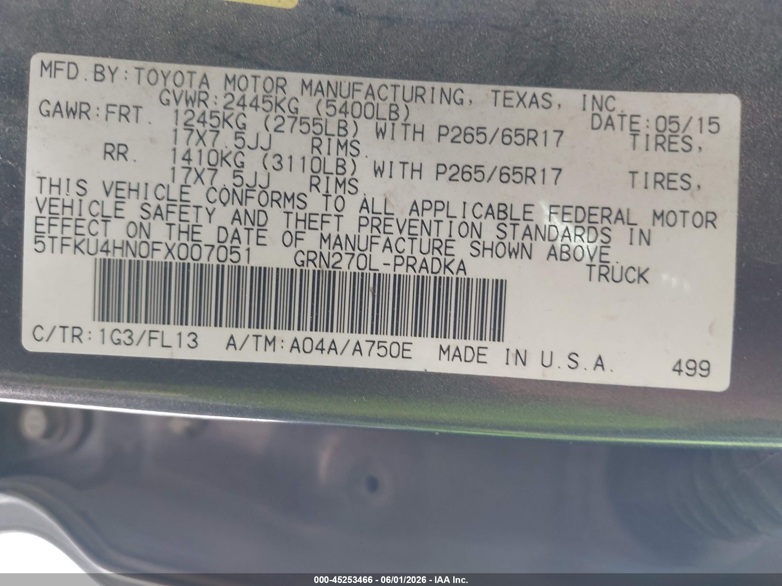 2015 Toyota Tacoma Prerunner V6 Gray vin: 5TFKU4HN0FX007051