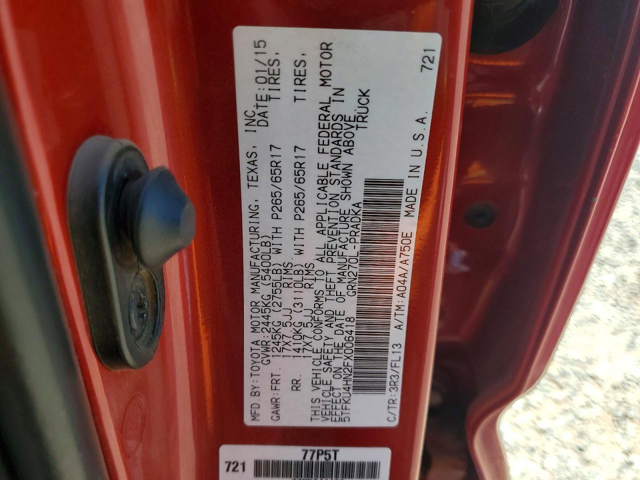 2015 Toyota Tacoma Double Cab Prerunner Long Bed Red vin: 5TFKU4HN2FX006418