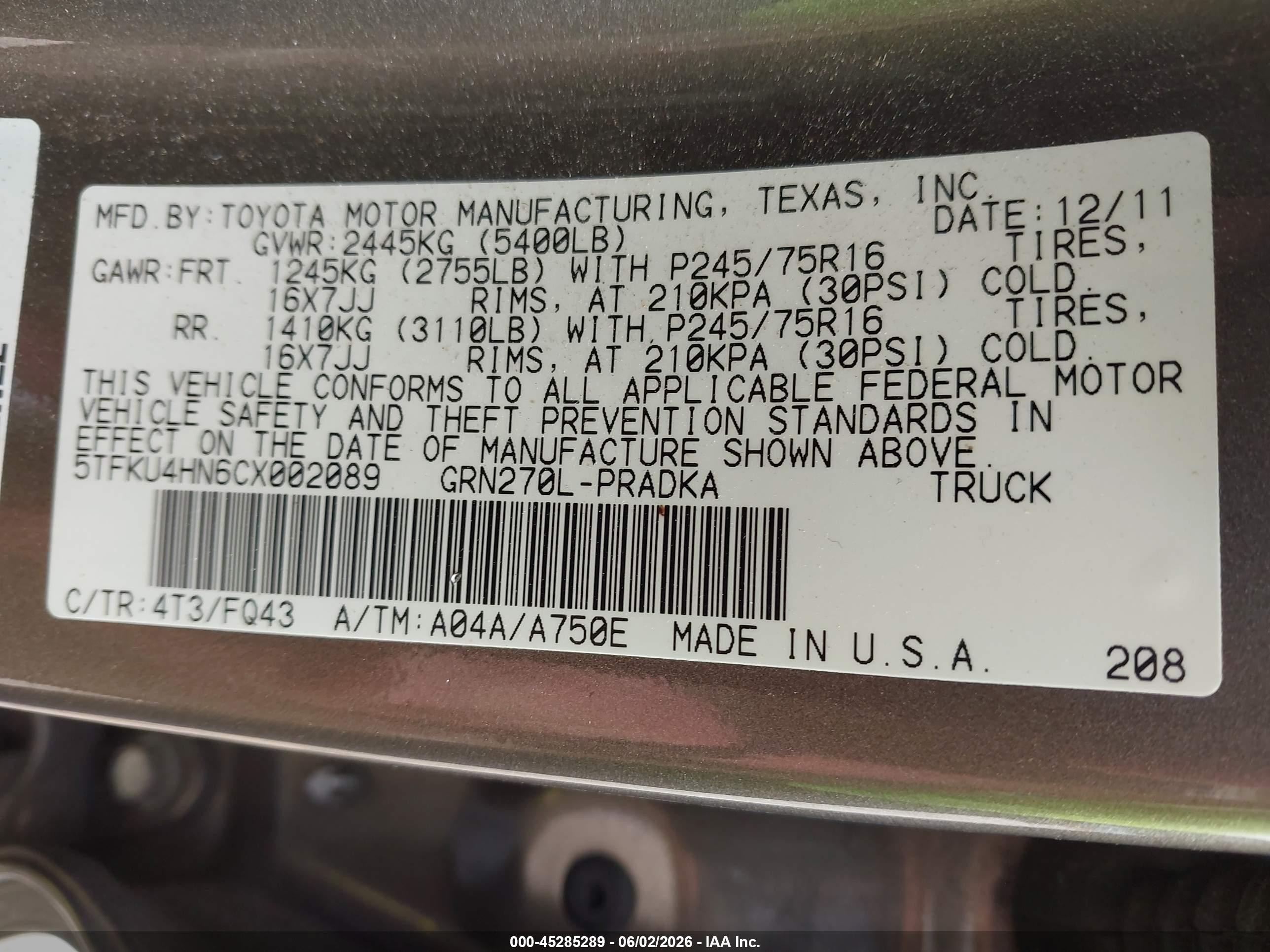 2012 Toyota Tacoma Prerunner V6 Brown vin: 5TFKU4HN6CX002089