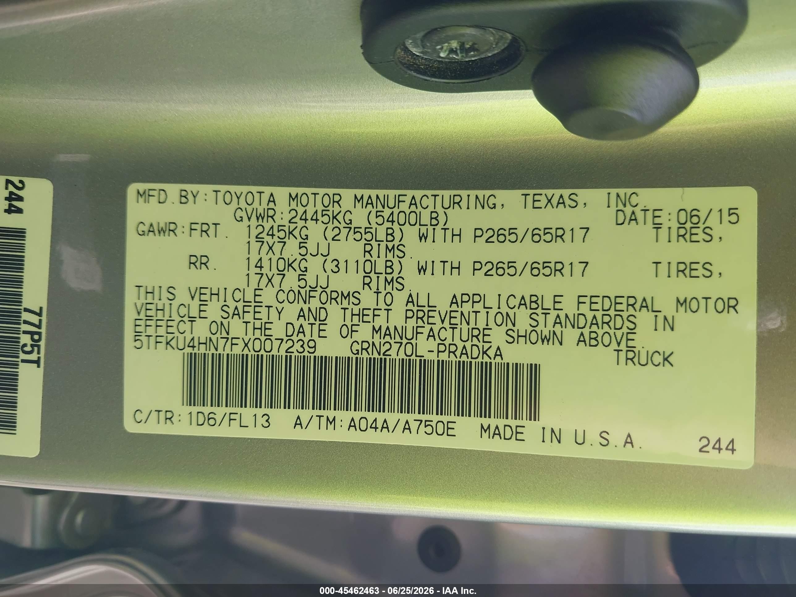 2015 Toyota Tacoma Prerunner V6 Gray vin: 5TFKU4HN7FX007239