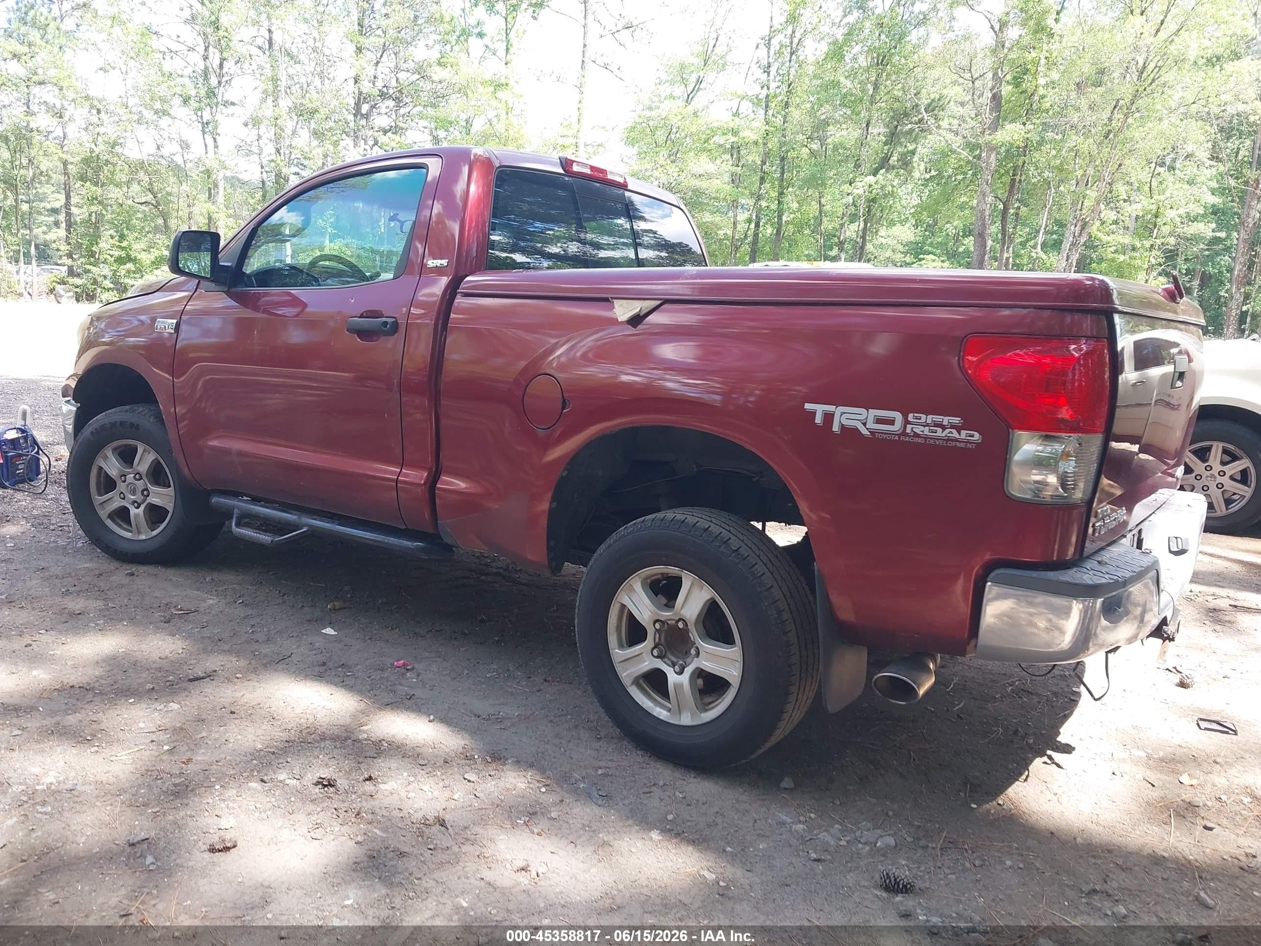 2007 Toyota Tundra Base 5.7l V8 Burgundy vin: 5TFKV521X7X001607