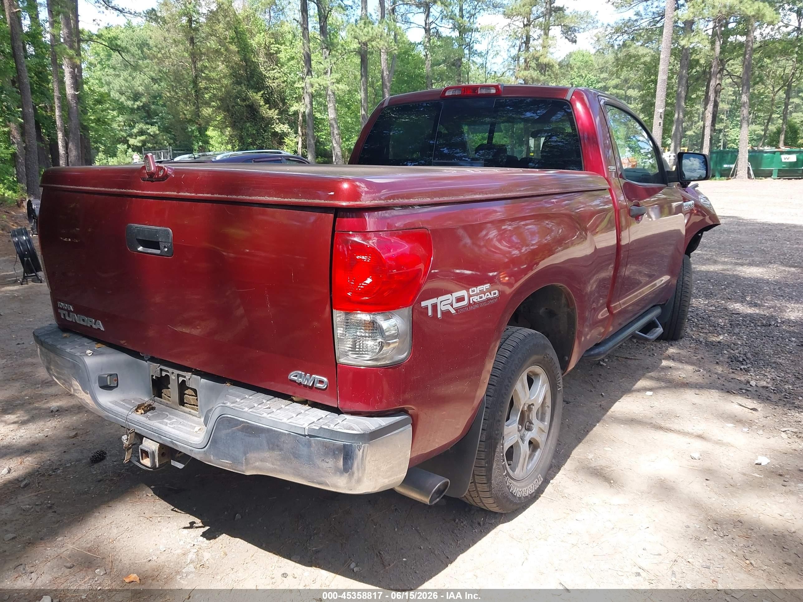 2007 Toyota Tundra Base 5.7l V8 Burgundy vin: 5TFKV521X7X001607