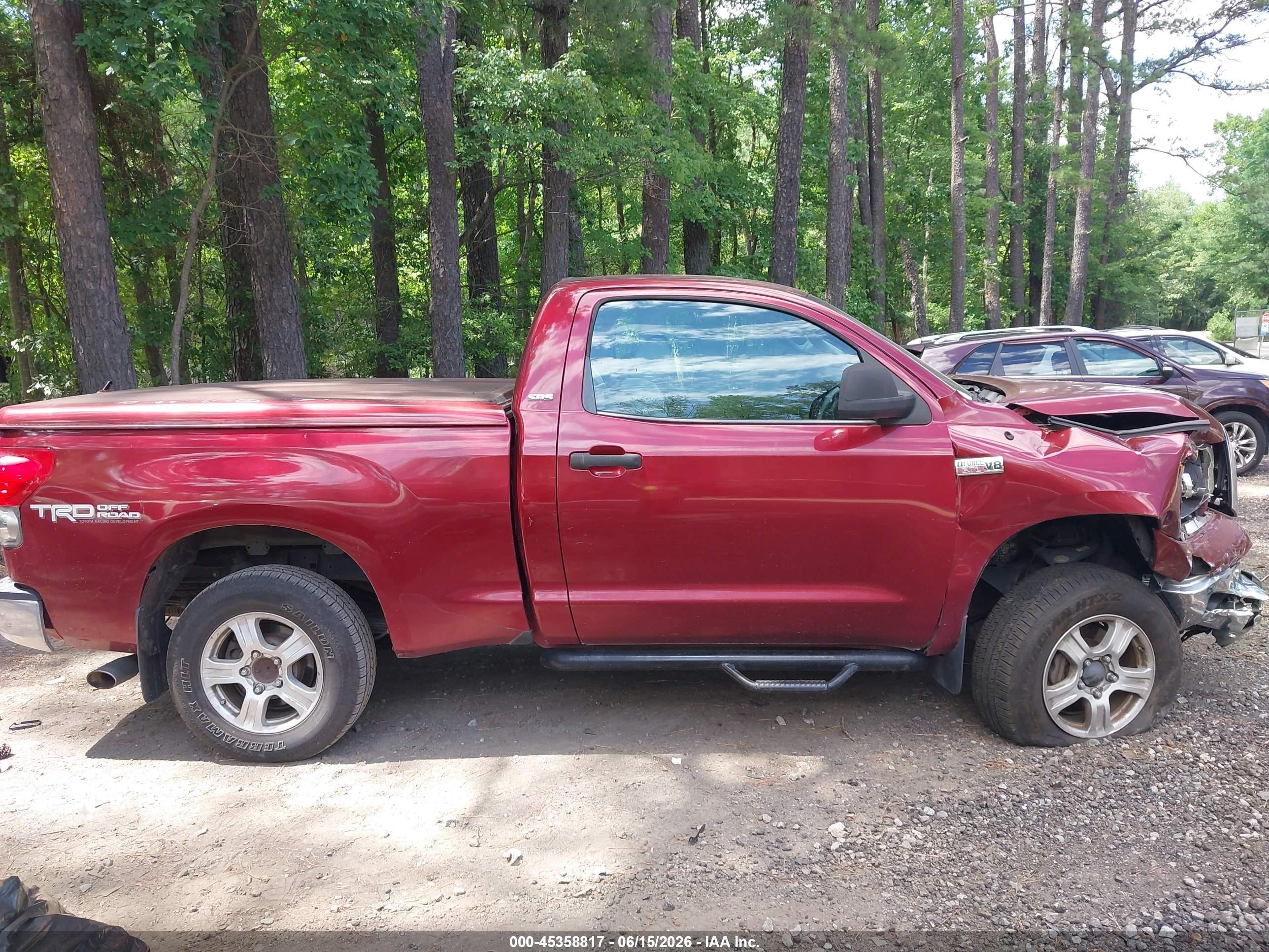 2007 Toyota Tundra Base 5.7l V8 Burgundy vin: 5TFKV521X7X001607