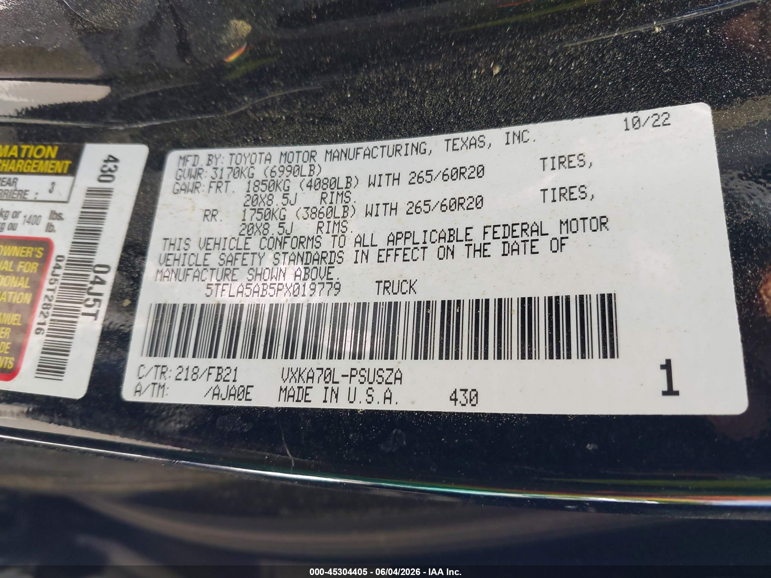 2023 Toyota Tundra Sr5 Black vin: 5TFLA5AB5PX019779