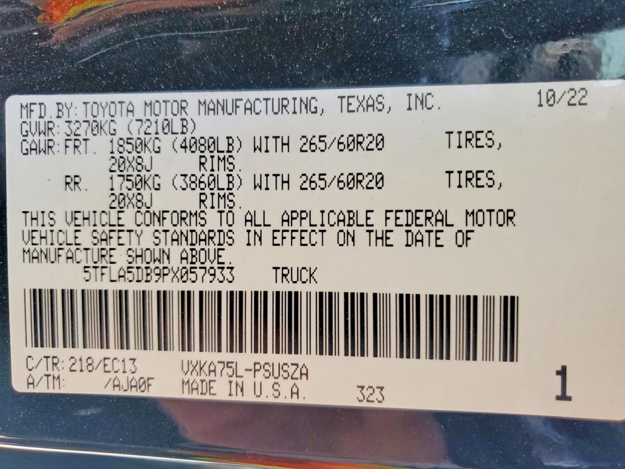 2023 Toyota Tundra Sr5 Black vin: 5TFLA5DB9PX057933