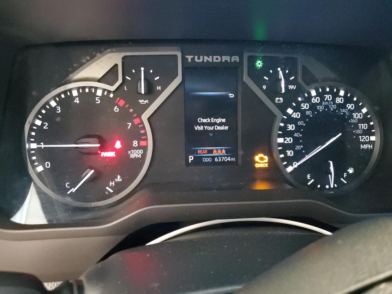 2023 Toyota Tundra Crewmax Sr Green vin: 5TFLA5DBXPX067922 Damage: Warning Light - Engine, On, Unacceptable