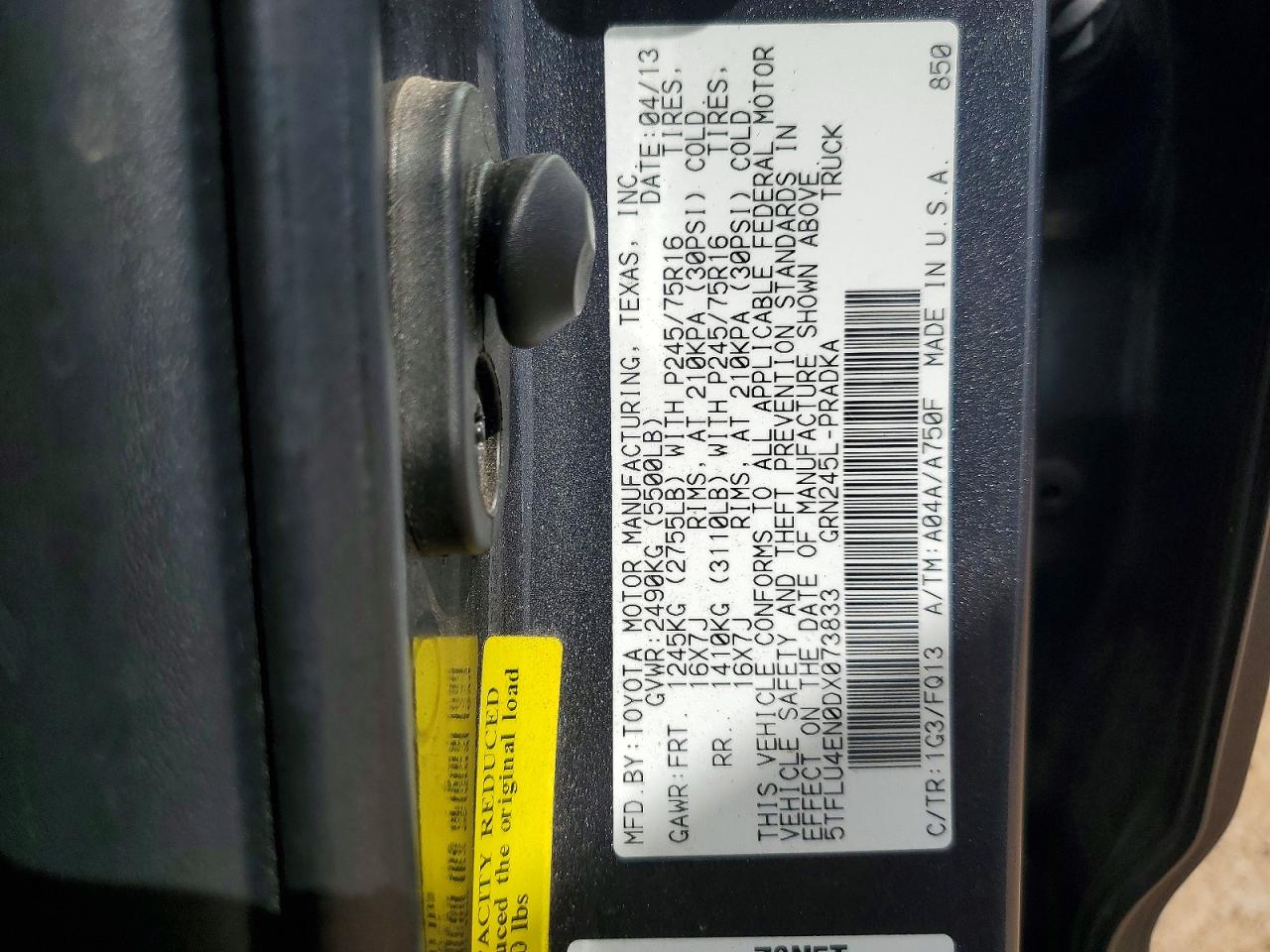 2013 Toyota Tacoma Double Cab Gray vin: 5TFLU4EN0DX073833