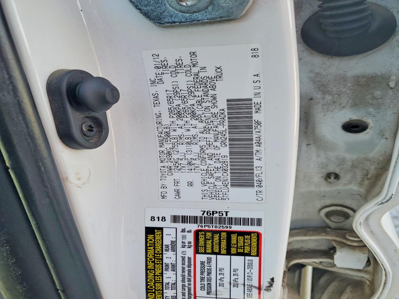 2012 Toyota Tacoma V6 White vin: 5TFLU4EN1CX032819