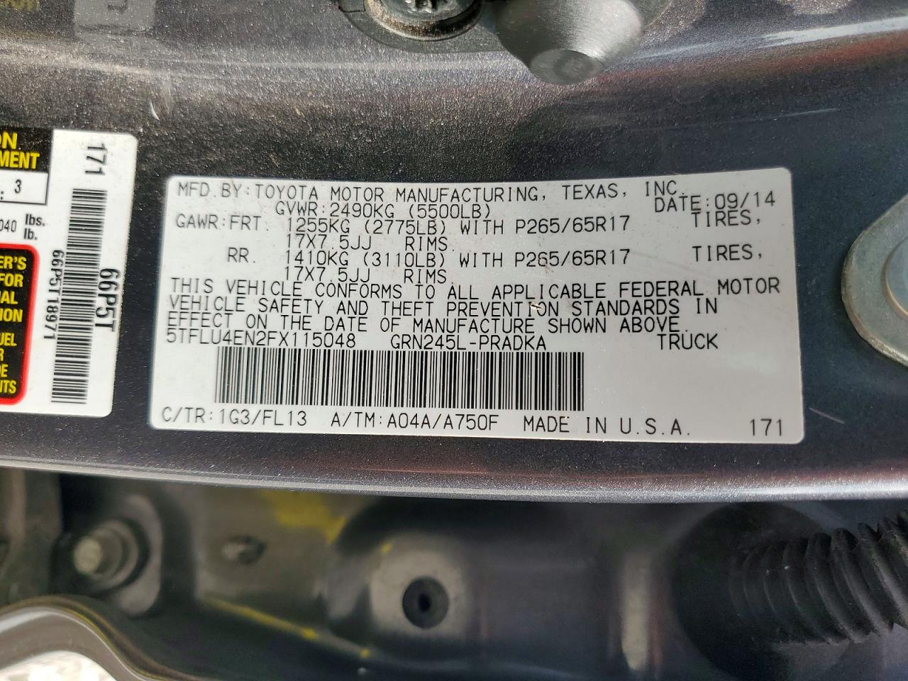 2015 Toyota Tacoma V6 Gray vin: 5TFLU4EN2FX115048