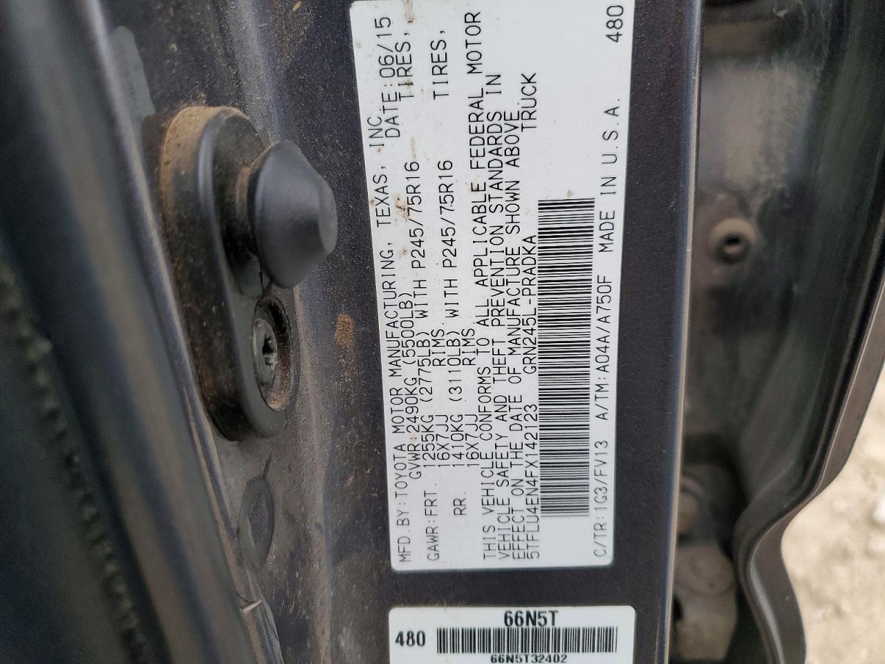 2015 Toyota Tacoma V6 Gray vin: 5TFLU4EN4FX142123