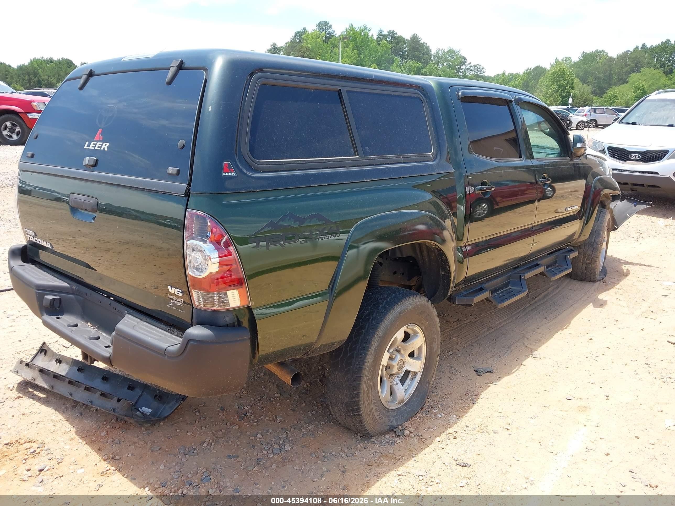 2013 Toyota Tacoma Base V6 Green vin: 5TFLU4EN5DX061659