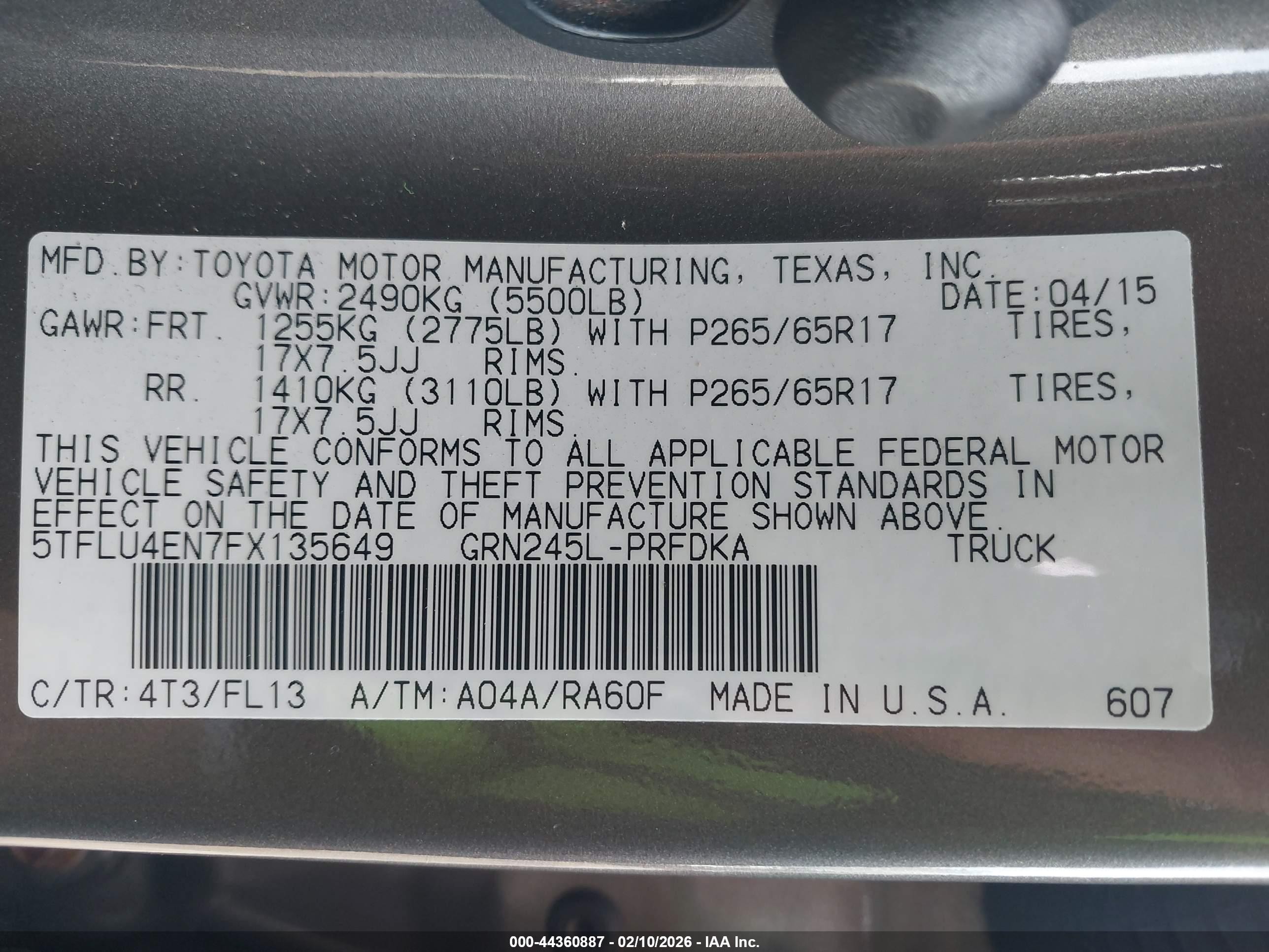 2015 Toyota Tacoma Base V6/trd Pro Brown vin: 5TFLU4EN7FX135649