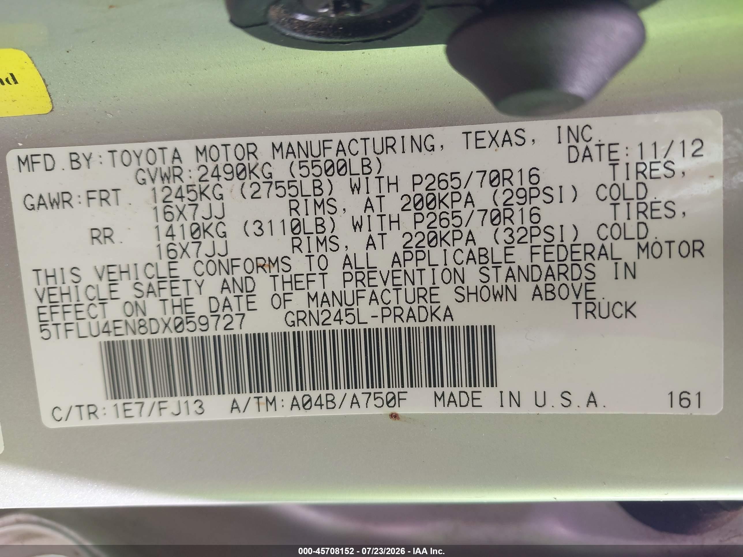 2013 Toyota Tacoma Base V6 Silver vin: 5TFLU4EN8DX059727