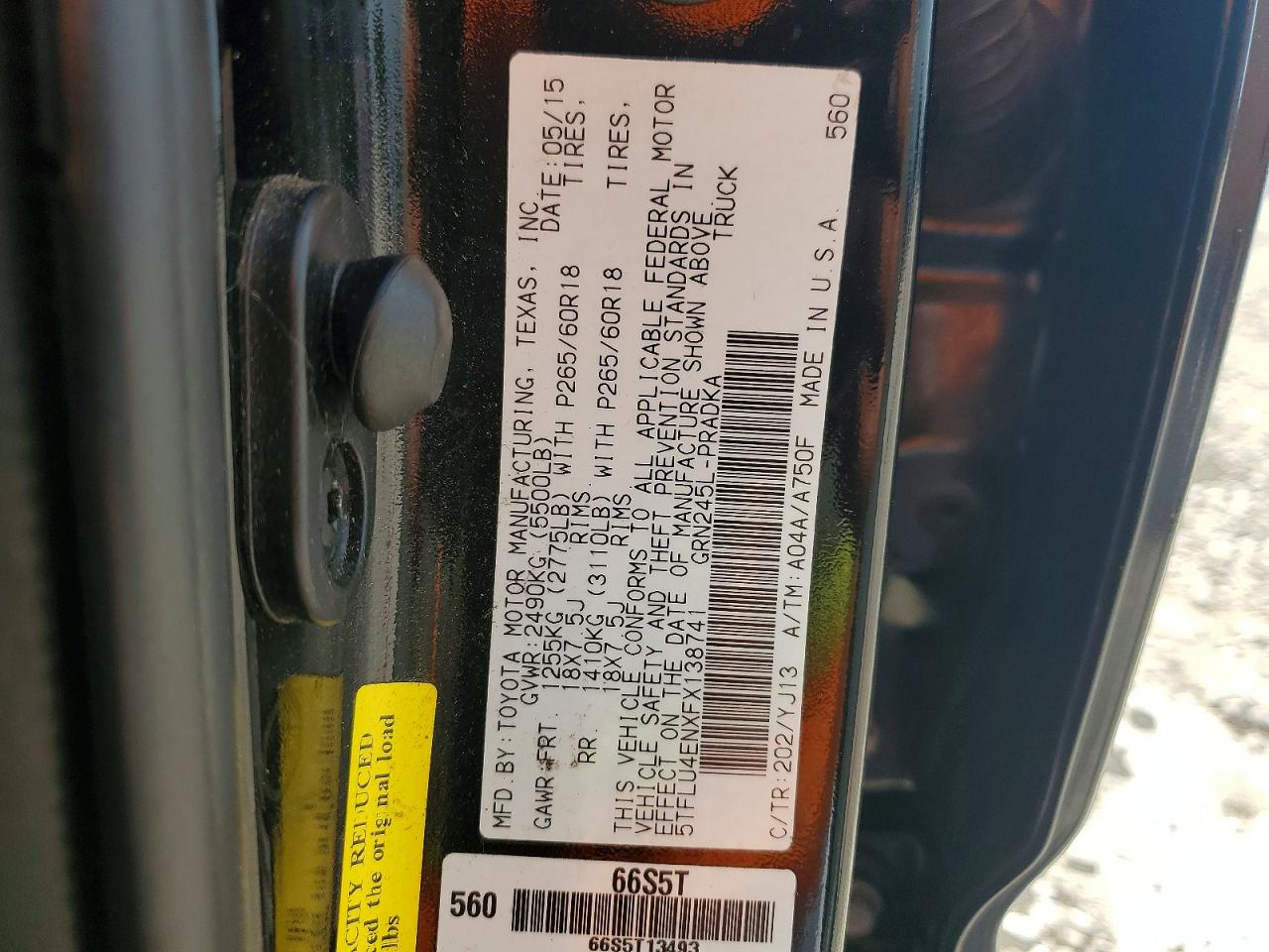 2015 Toyota Tacoma V6 Black vin: 5TFLU4ENXFX138741