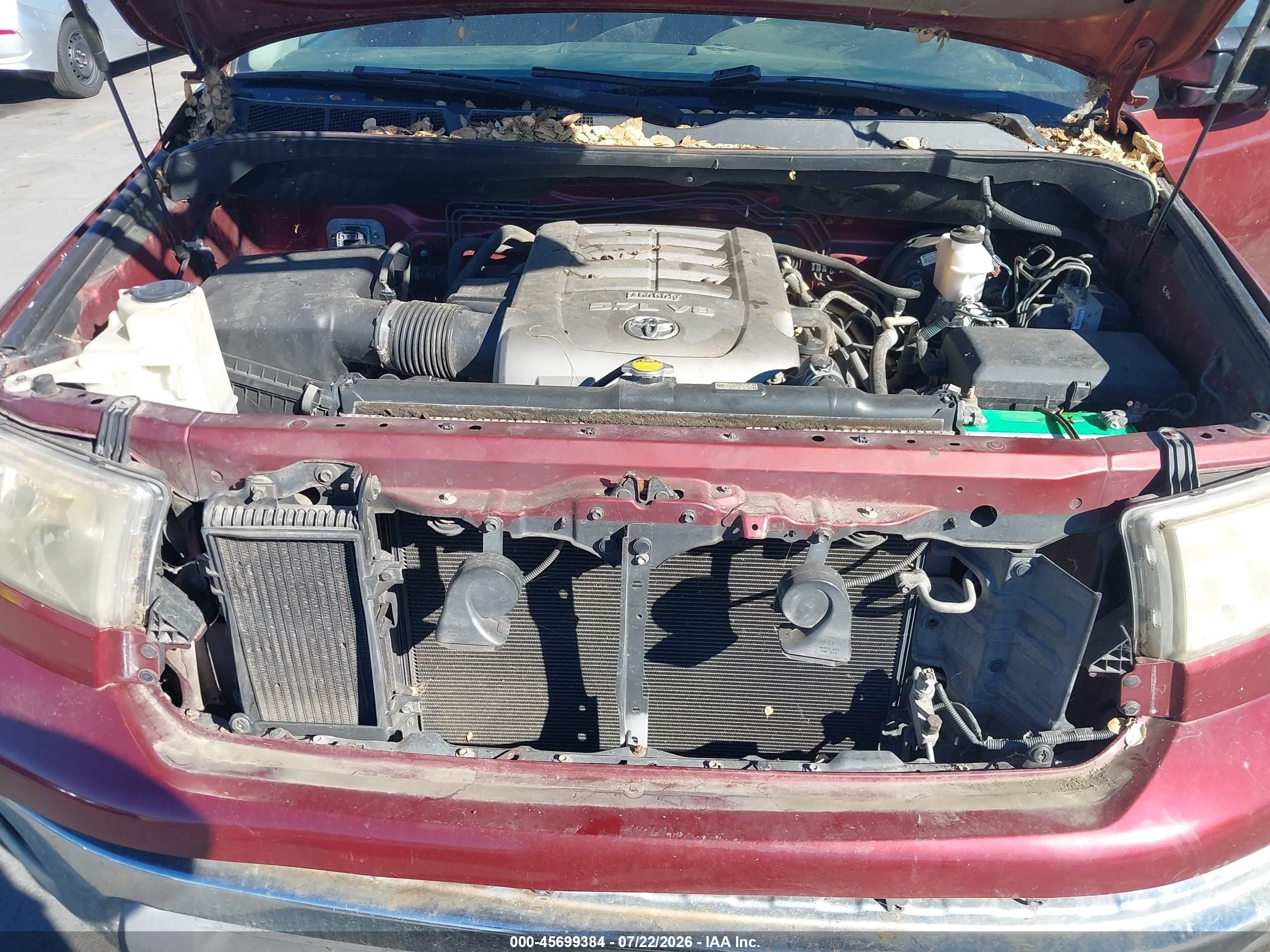 2007 Toyota Tundra Base 5.7l V8 Red vin: 5TFLV52137X004403