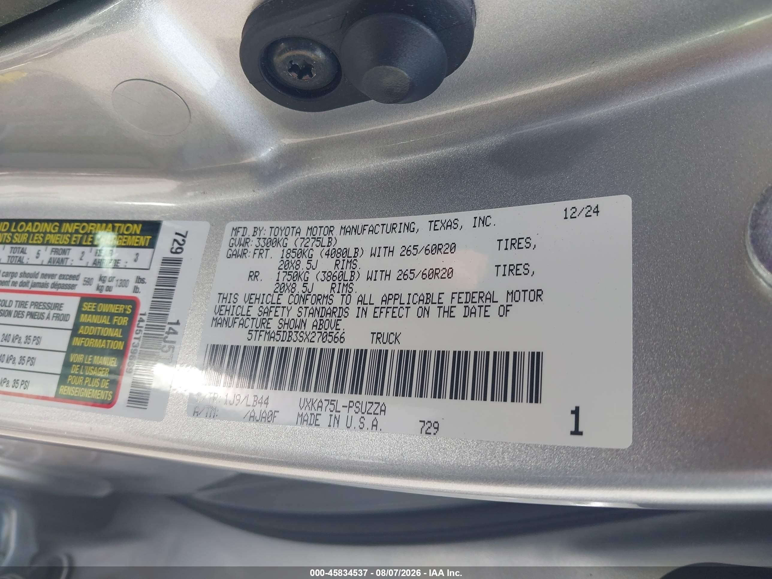 2025 Toyota Tundra 1794 Edition Silver vin: 5TFMA5DB3SX270566