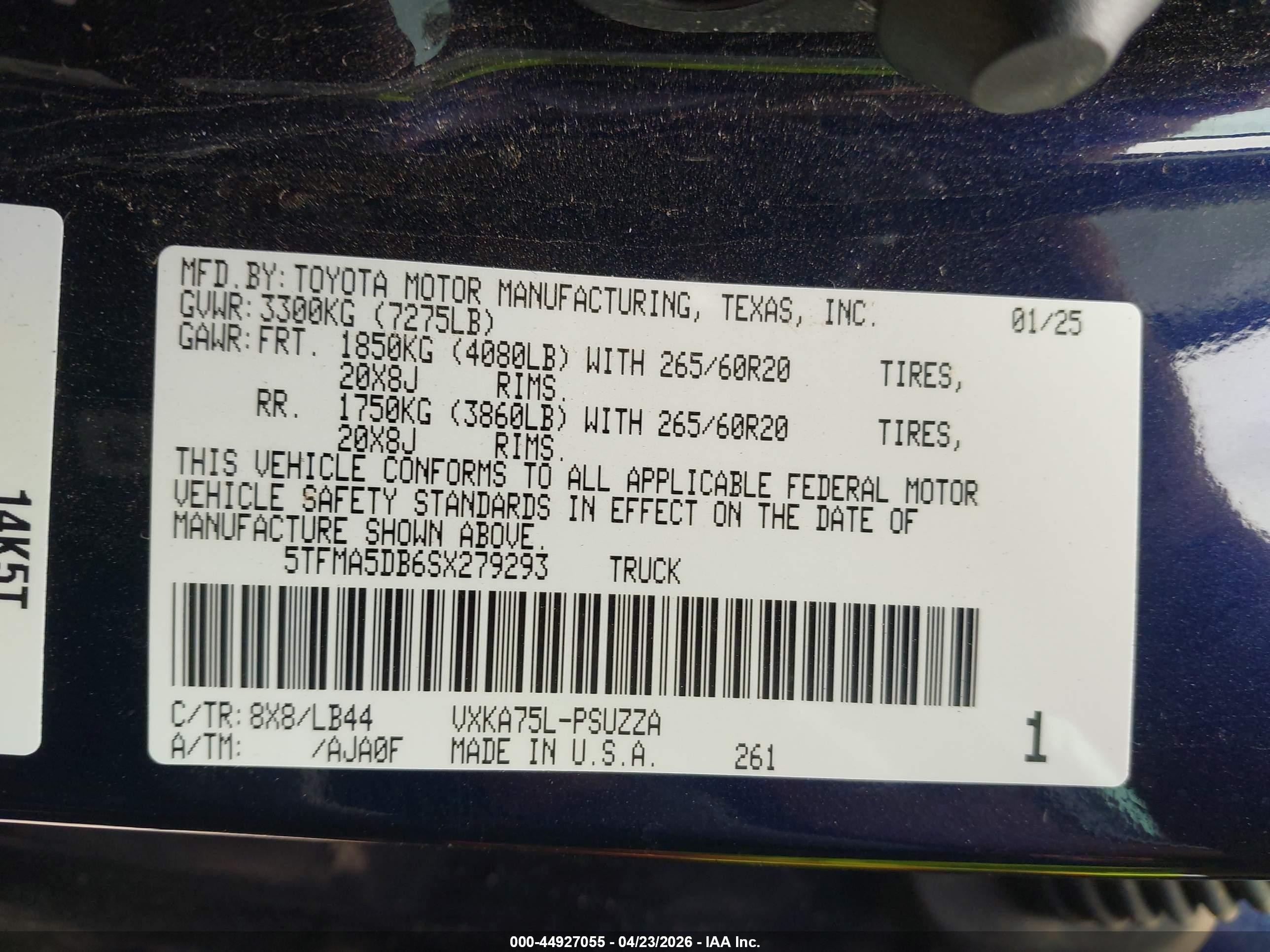2025 Toyota Tundra 1794 Edition Dark Blue vin: 5TFMA5DB6SX279293