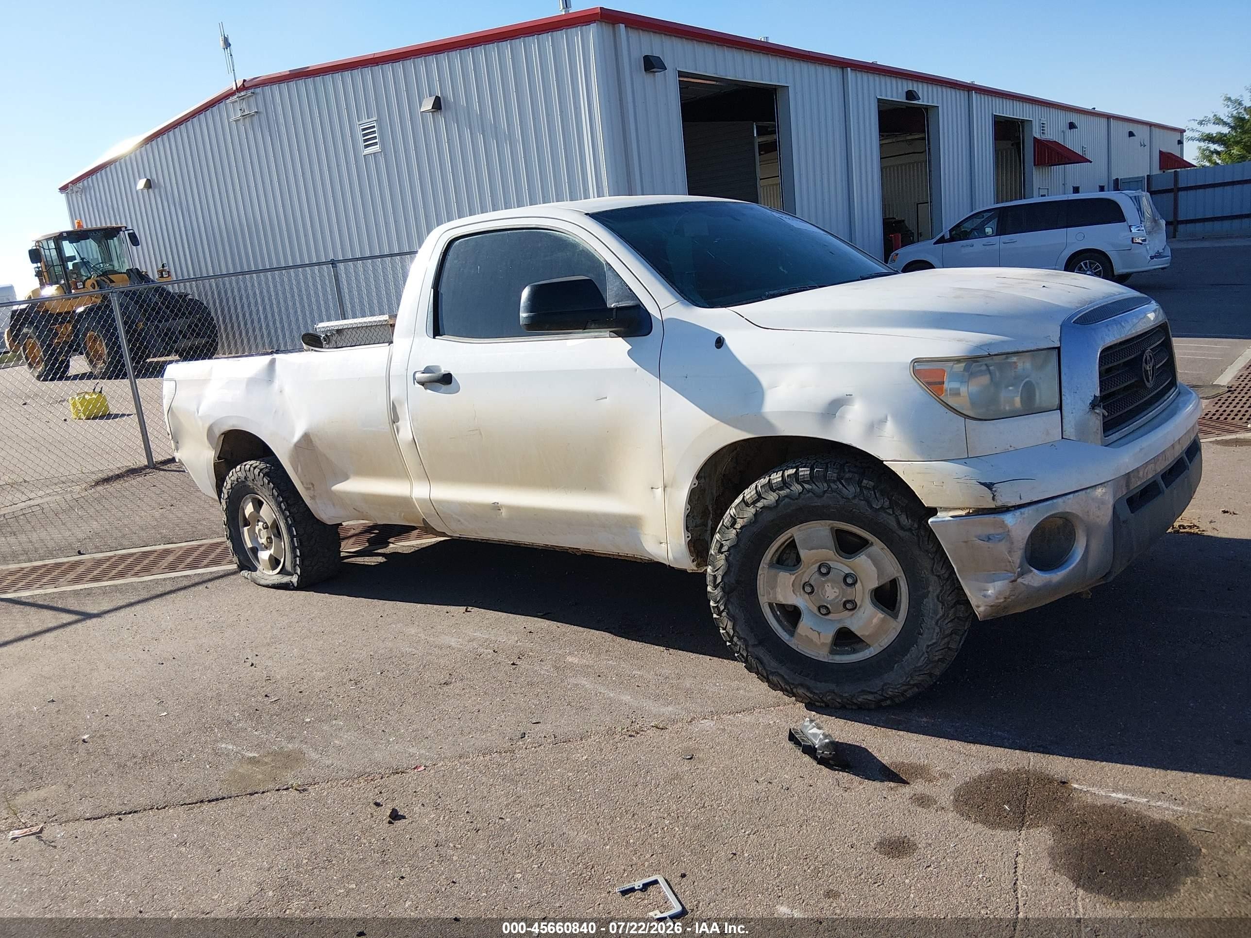 2007 Toyota Tundra Base 4.7l V8 White vin: 5TFMT52157X003859