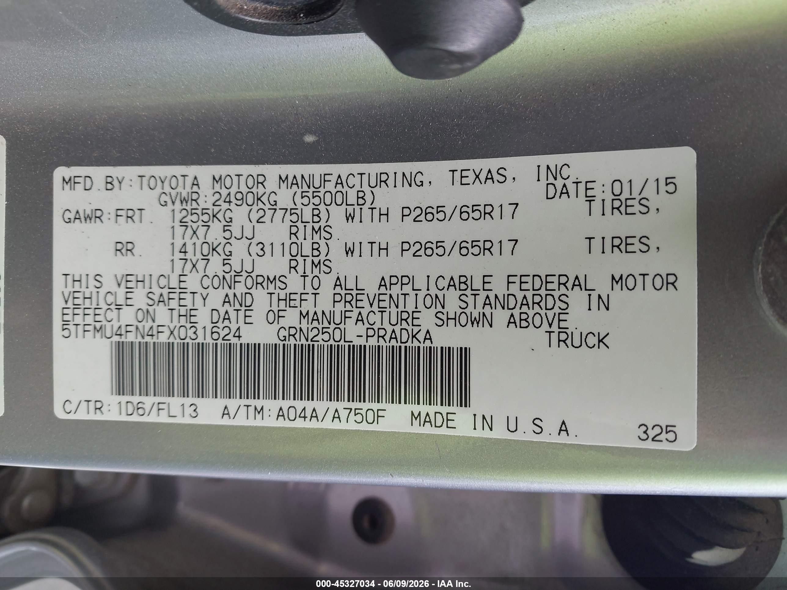 2015 Toyota Tacoma Base V6 Silver vin: 5TFMU4FN4FX031624