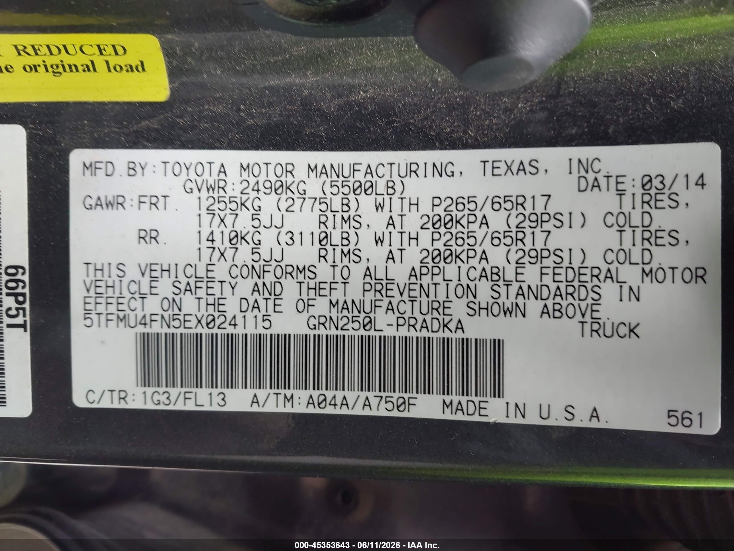 2014 Toyota Tacoma Base V6 Gray vin: 5TFMU4FN5EX024115