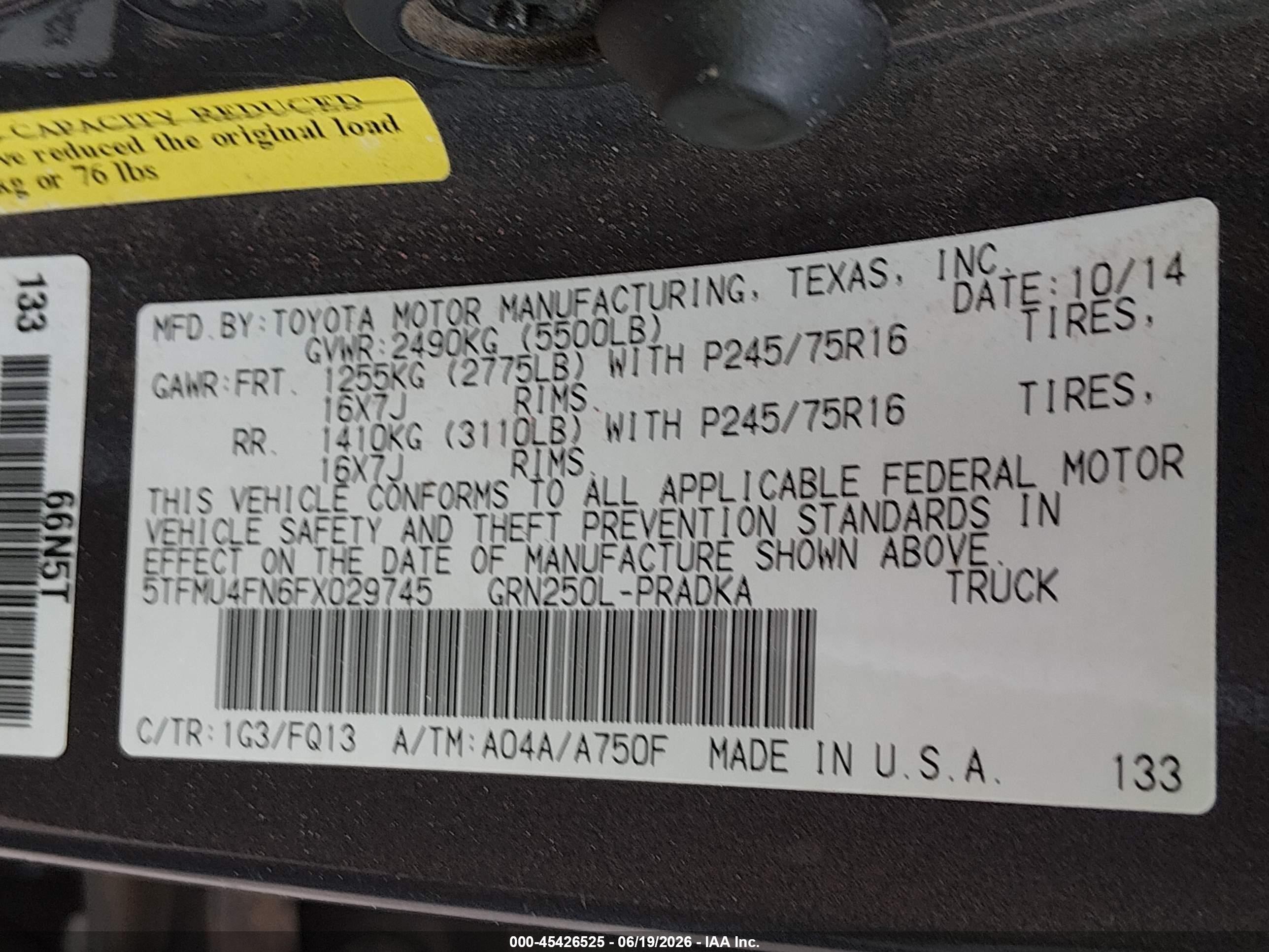 2015 Toyota Tacoma Base V6 Gray vin: 5TFMU4FN6FX029745
