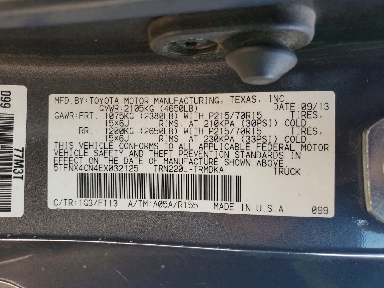 2014 Toyota Tacoma Base Gray vin: 5TFNX4CN4EX032125