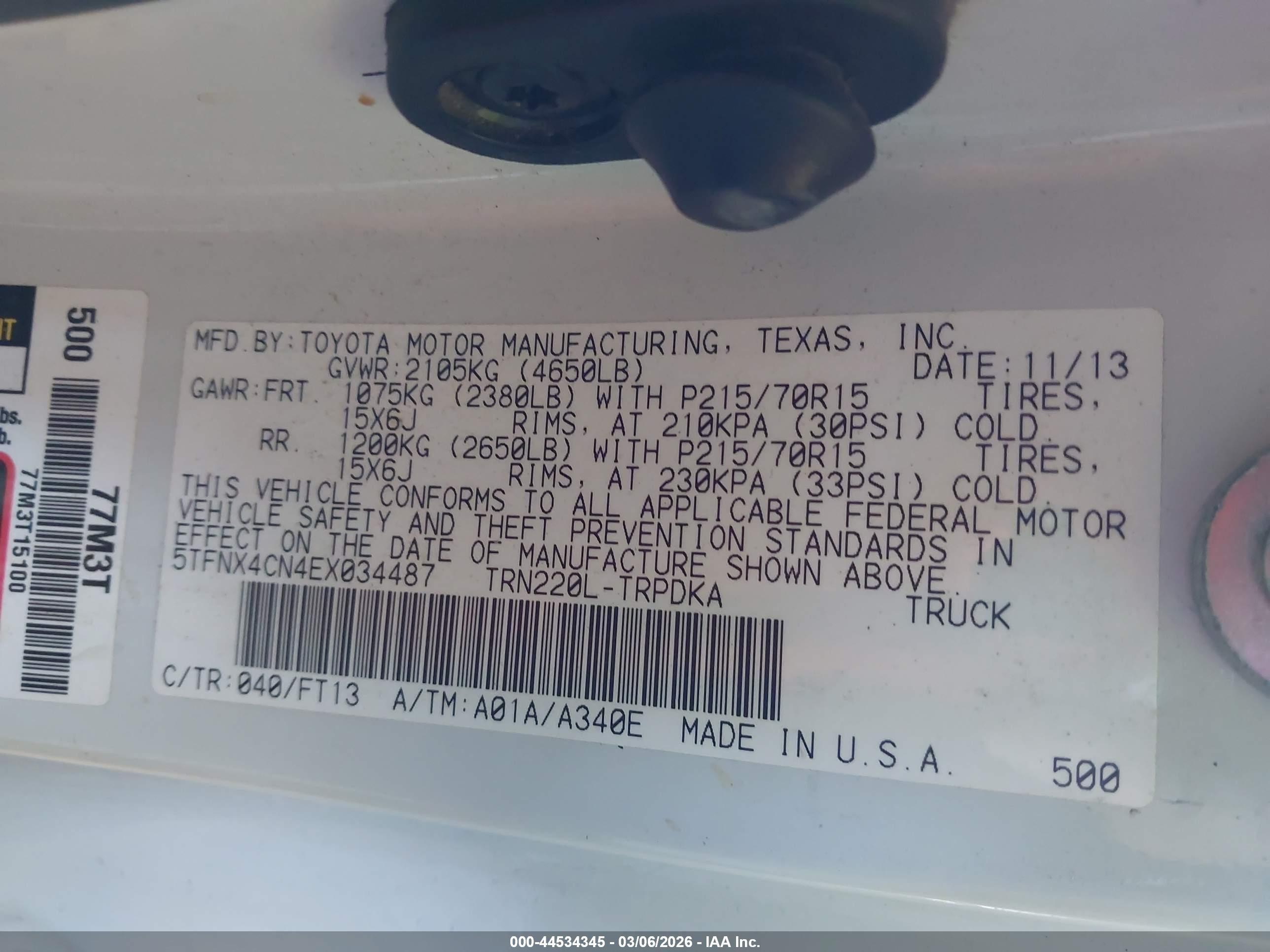 2014 Toyota Tacoma   White vin: 5TFNX4CN4EX034487