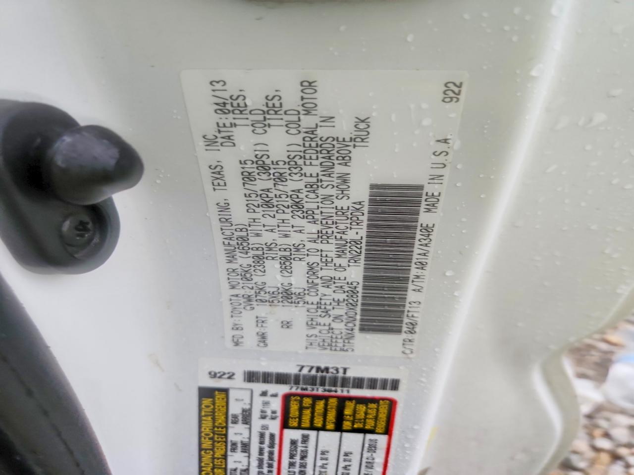 2013 Toyota Tacoma Base White vin: 5TFNX4CNXDX028045