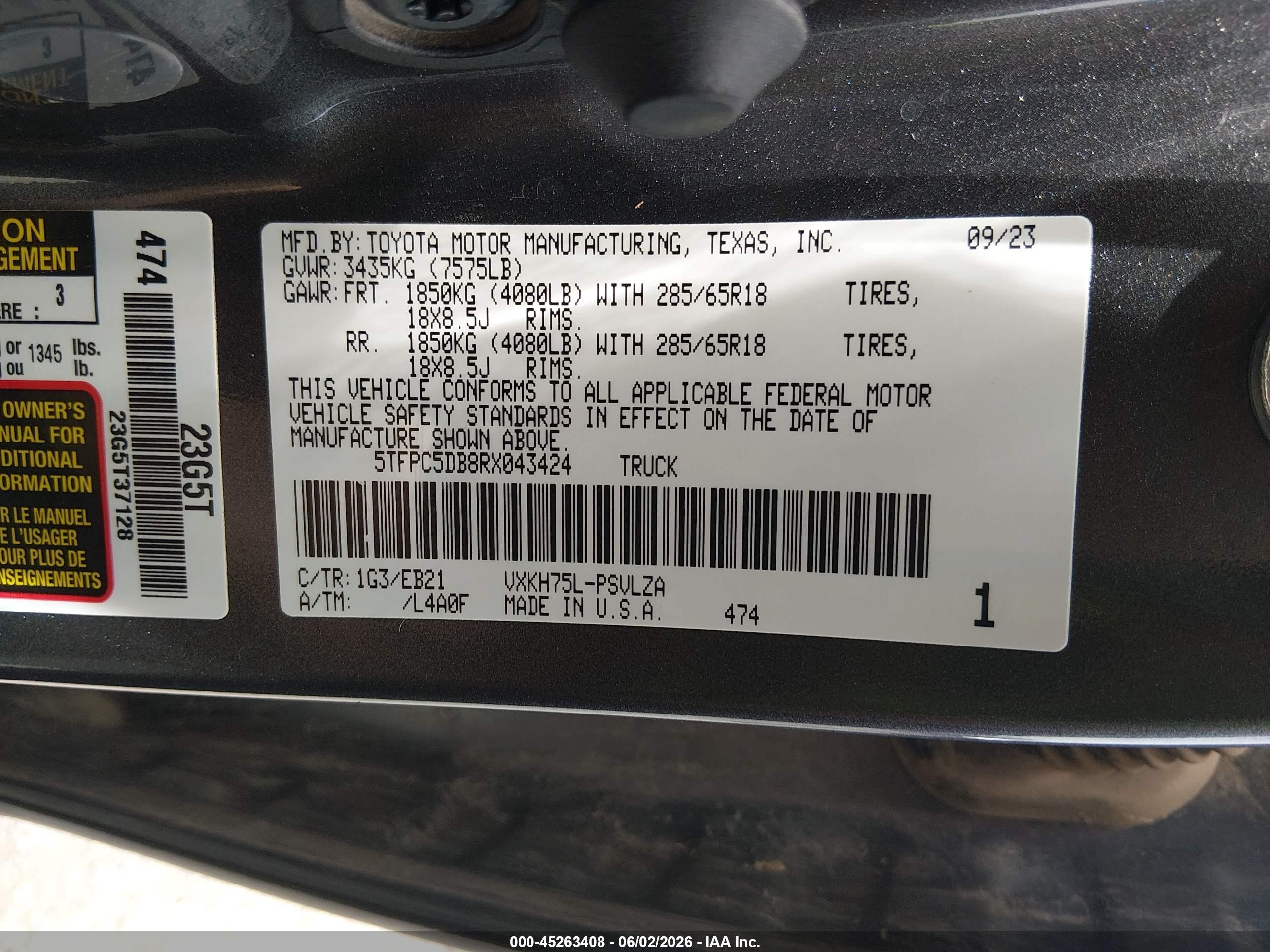 2024 Toyota Tundra Hybrid Trd Pro 4wd Gray vin: 5TFPC5DB8RX043424