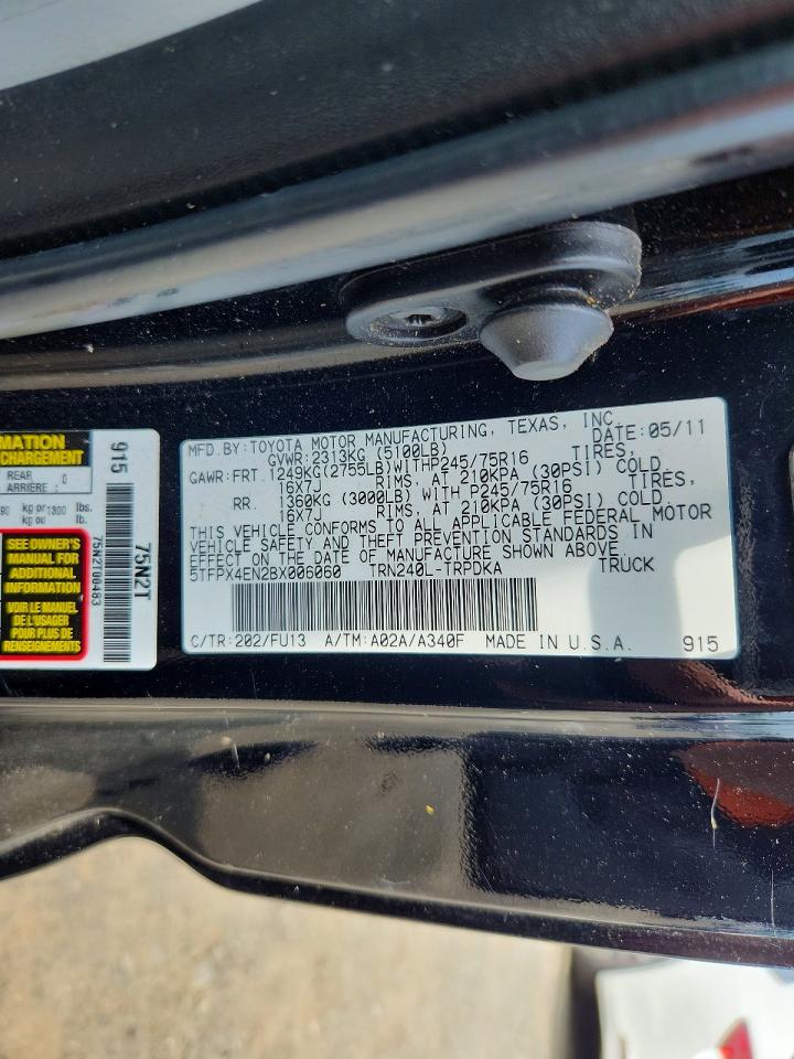 2011 Toyota Tacoma Base Black vin: 5TFPX4EN2BX006060