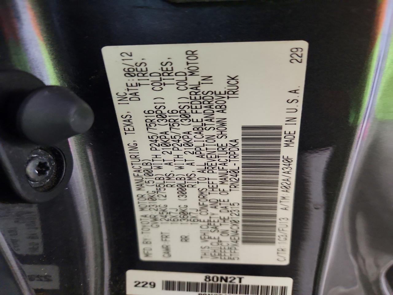 2012 Toyota Tacoma Base Gray vin: 5TFPX4EN4CX012315